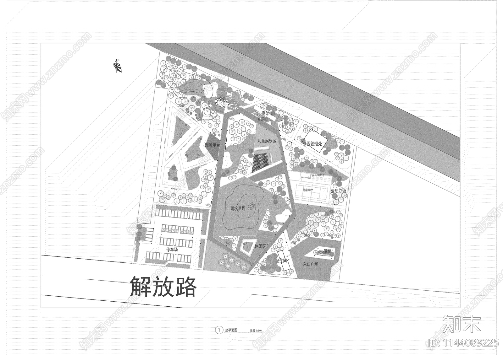 口袋公园景观cad施工图下载【ID:1144089225】