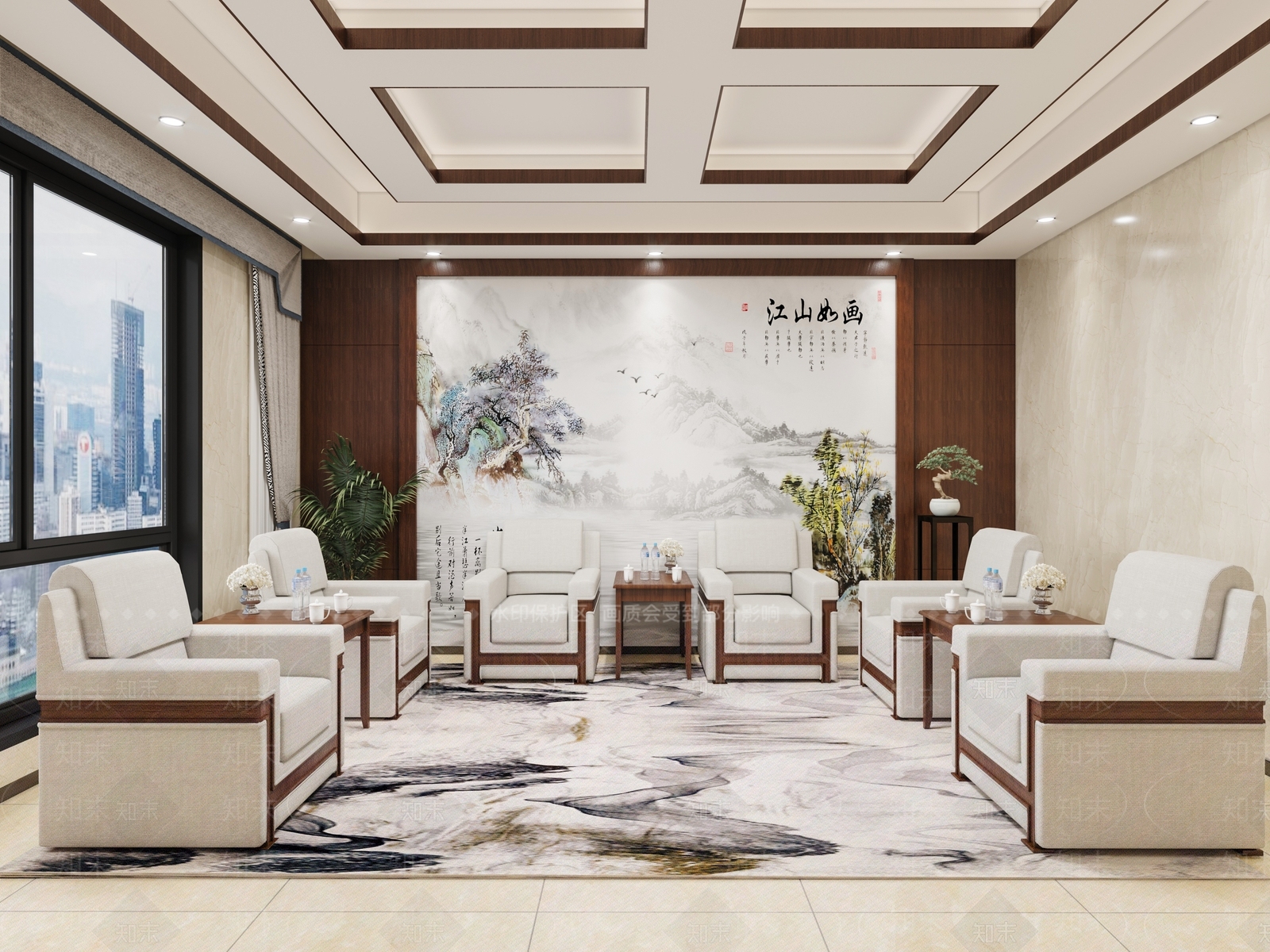 新中式会客厅3D模型下载【ID:1144091406】