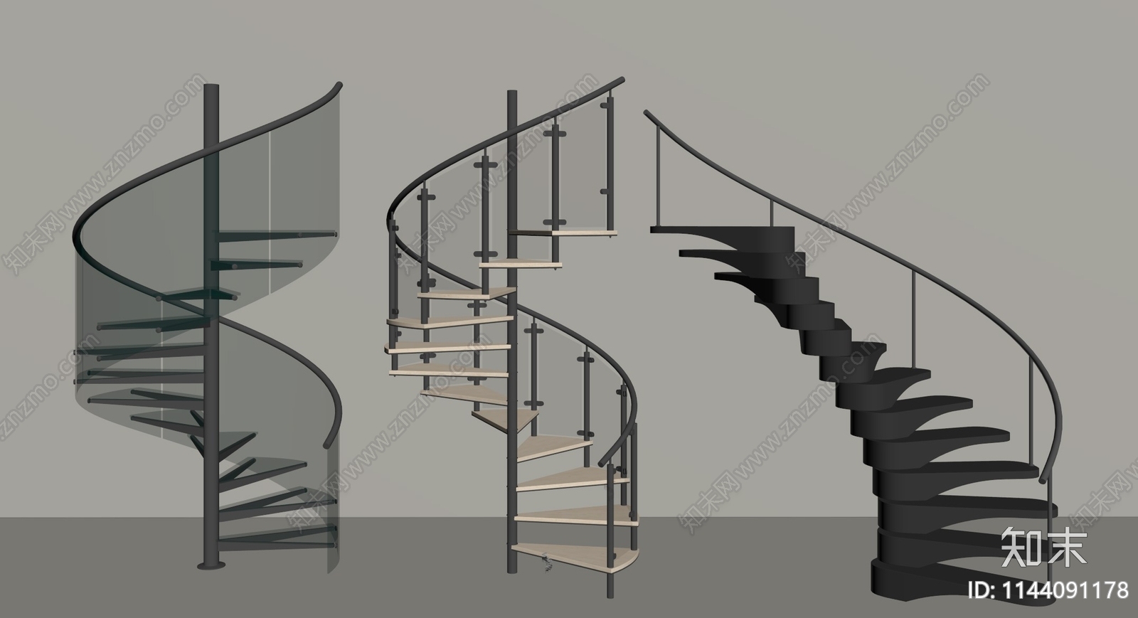 现代旋转楼梯SU模型下载【ID:1144091178】