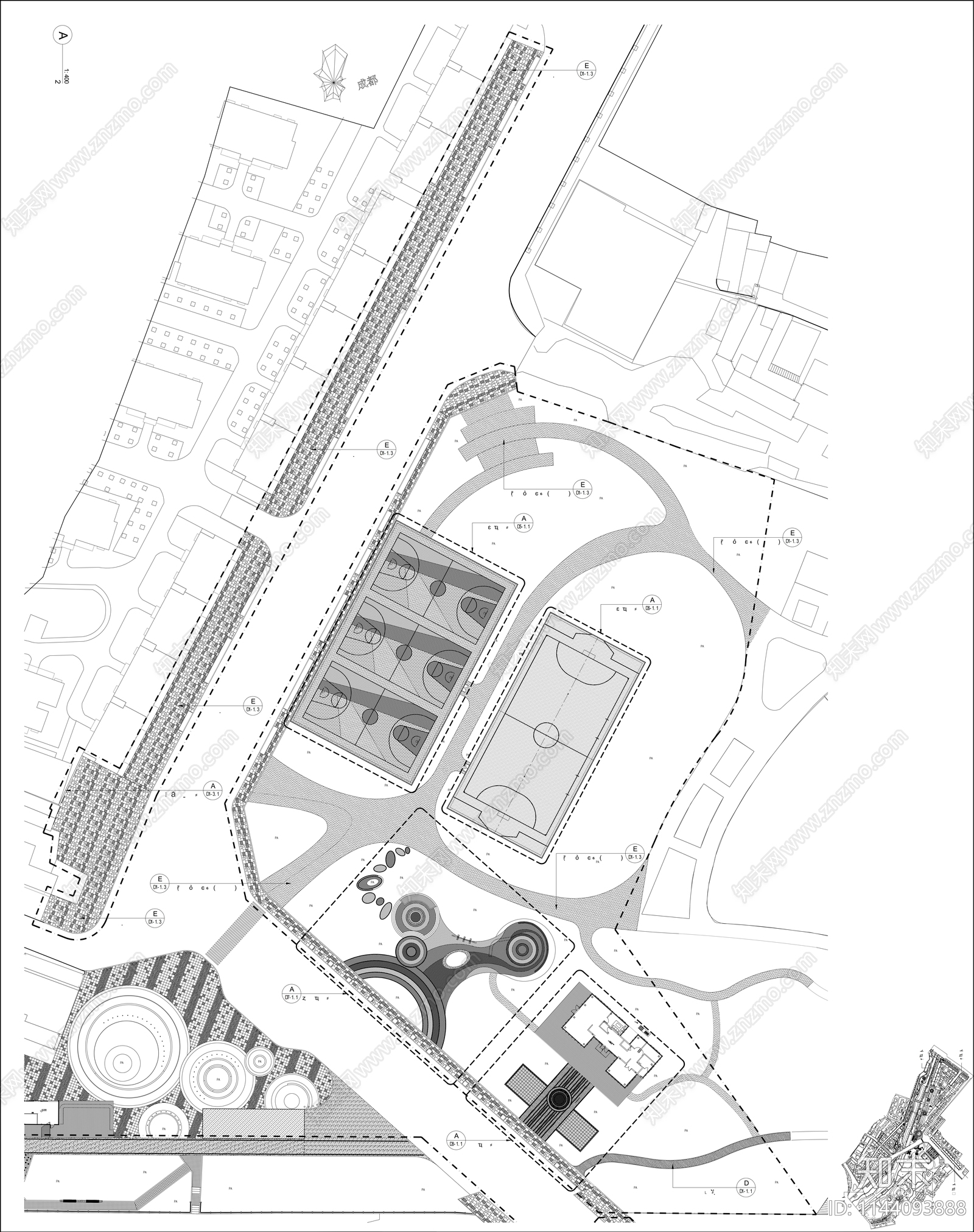 卤味坊特色街区景观cad施工图下载【ID:1144093888】