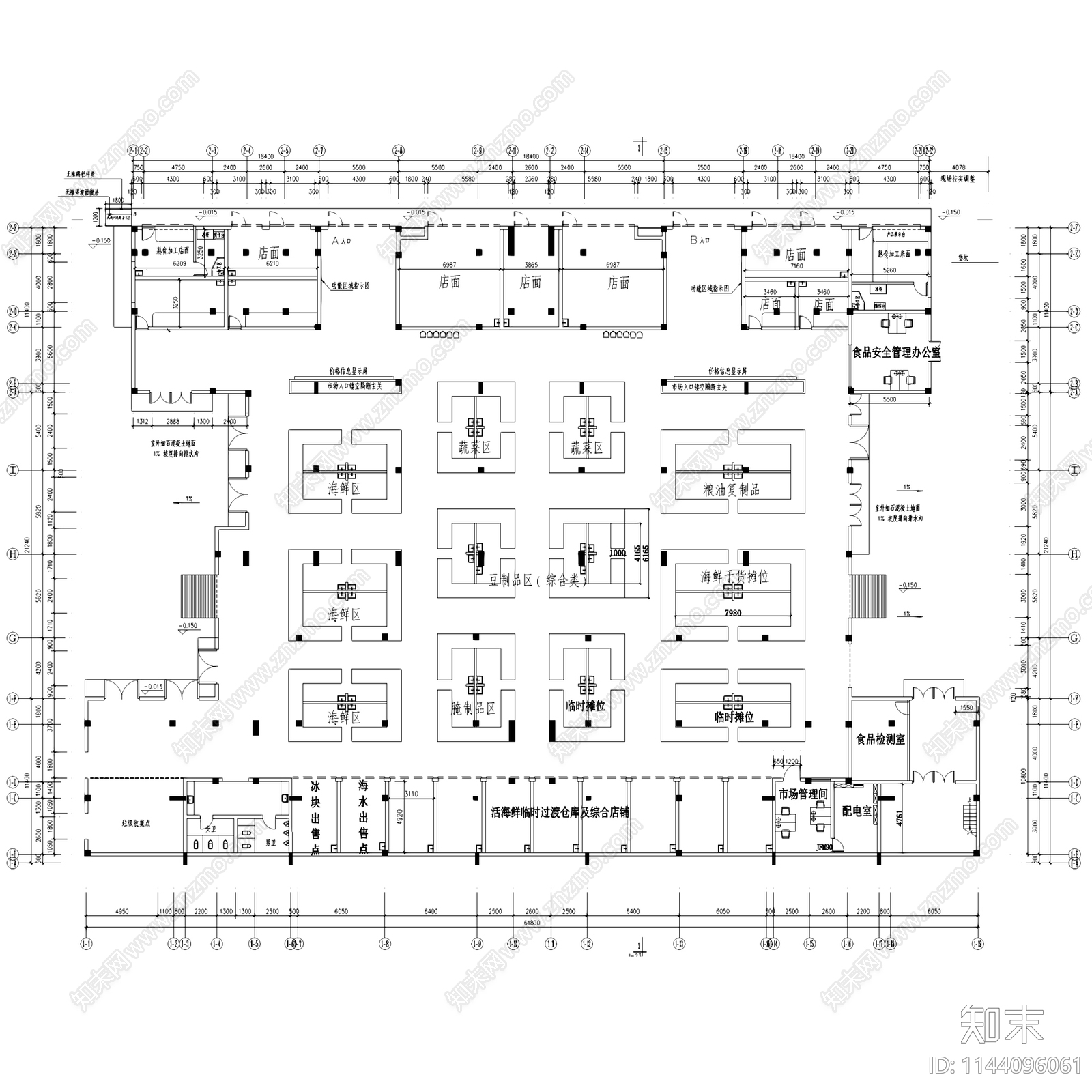 农贸批发综合百货菜市场建筑40套施工图下载【ID:1144096061】