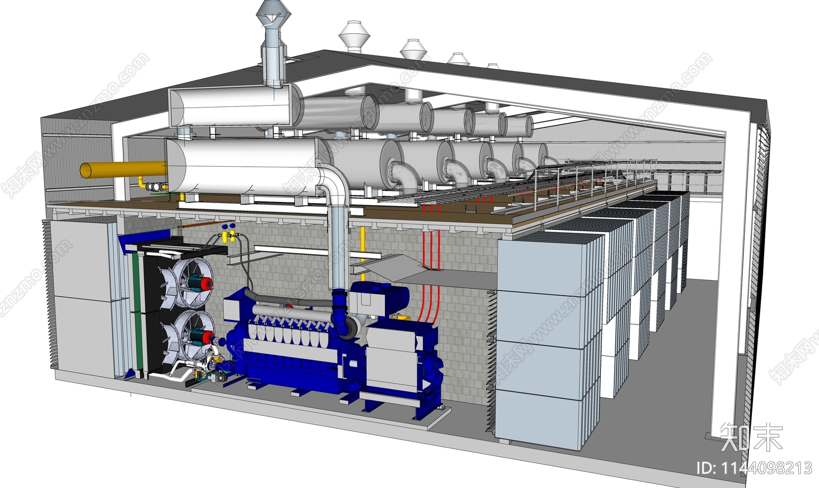 柴油发电机房SU模型下载【ID:1144098213】