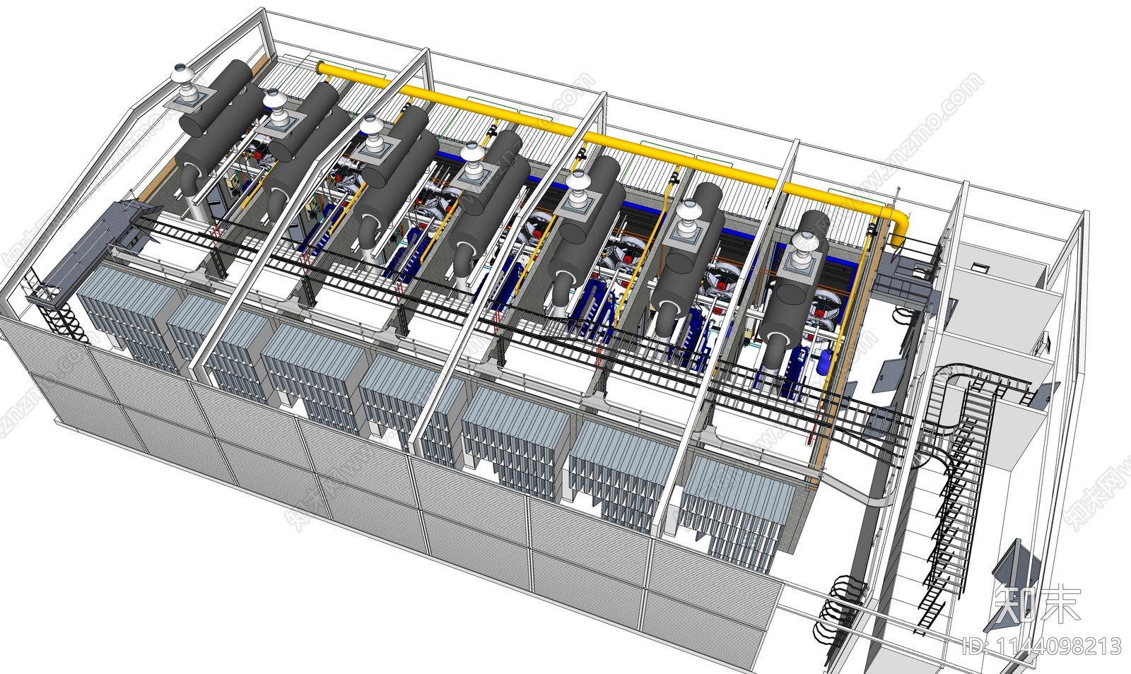 柴油发电机房SU模型下载【ID:1144098213】