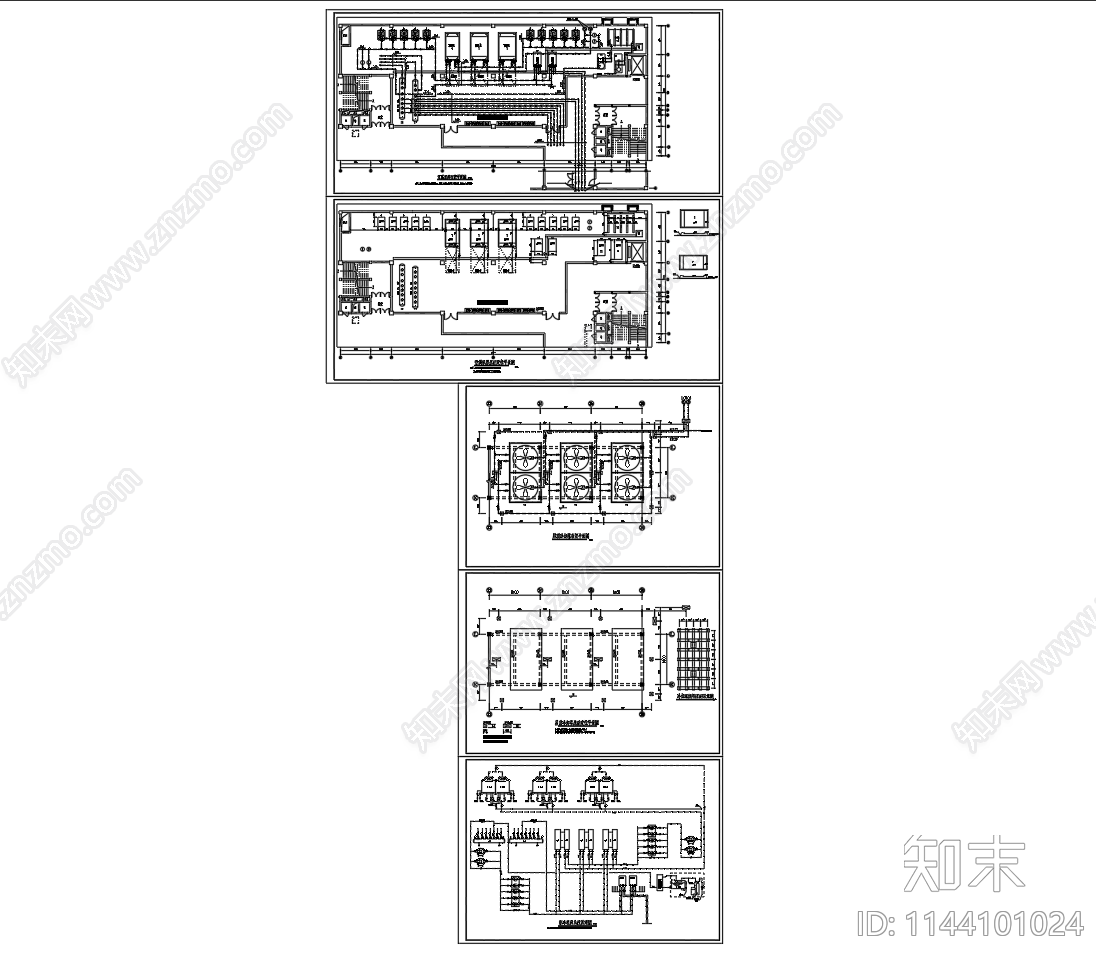 中央空调机房设备cad施工图下载【ID:1144101024】