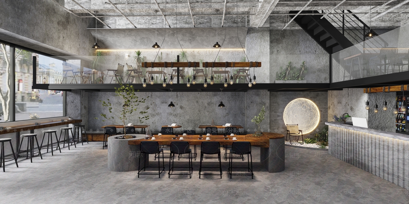 工业风咖啡厅3D模型下载【ID:1144110822】