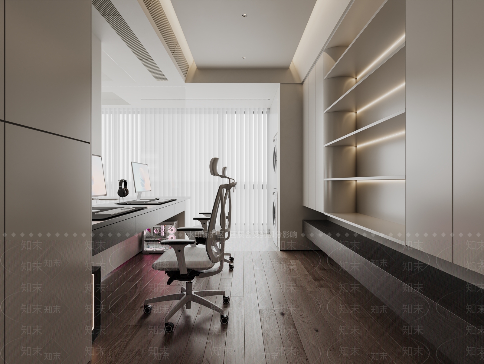 现代奶油电竞房3D模型下载【ID:1144113102】