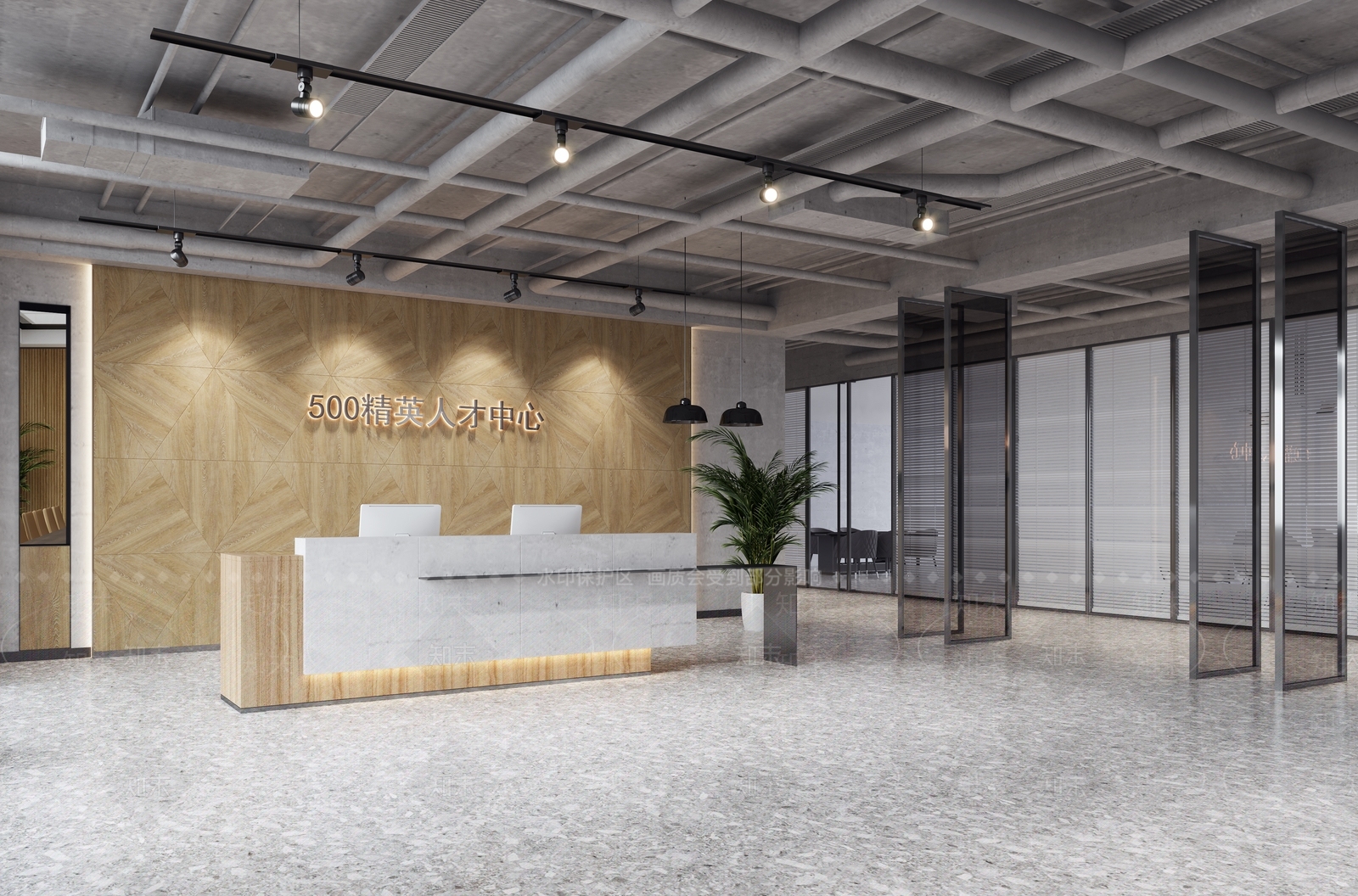 现代前台大厅3D模型下载【ID:1144113363】