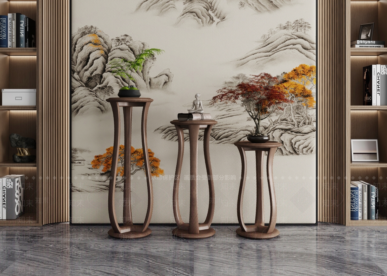 新中式花架3D模型下载【ID:1144121698】