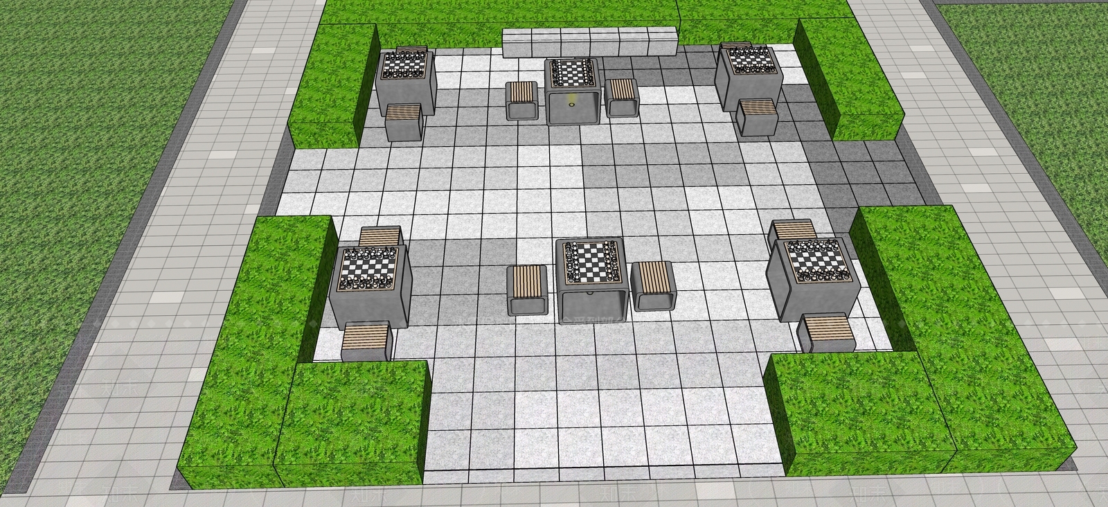 象棋桌椅SU模型下载【ID:1144252440】