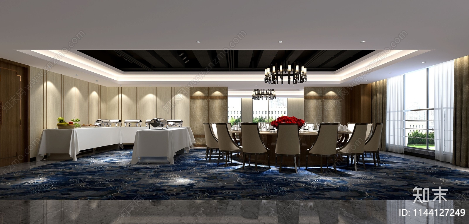 员工餐厅食堂室内cad施工图下载【ID:1144127249】