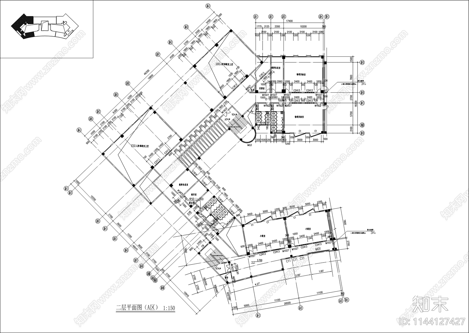 某职校综合教学楼建筑cad施工图下载【ID:1144127427】