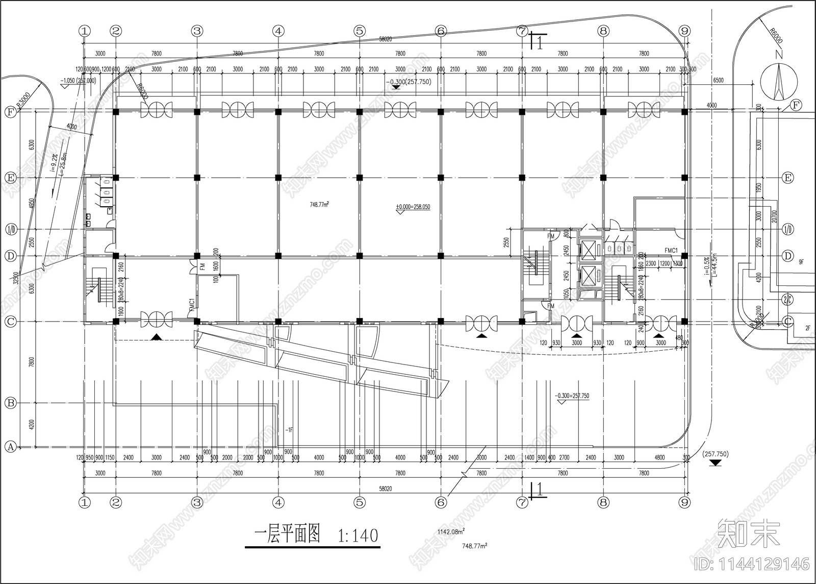 学生宿舍建筑cad施工图下载【ID:1144129146】
