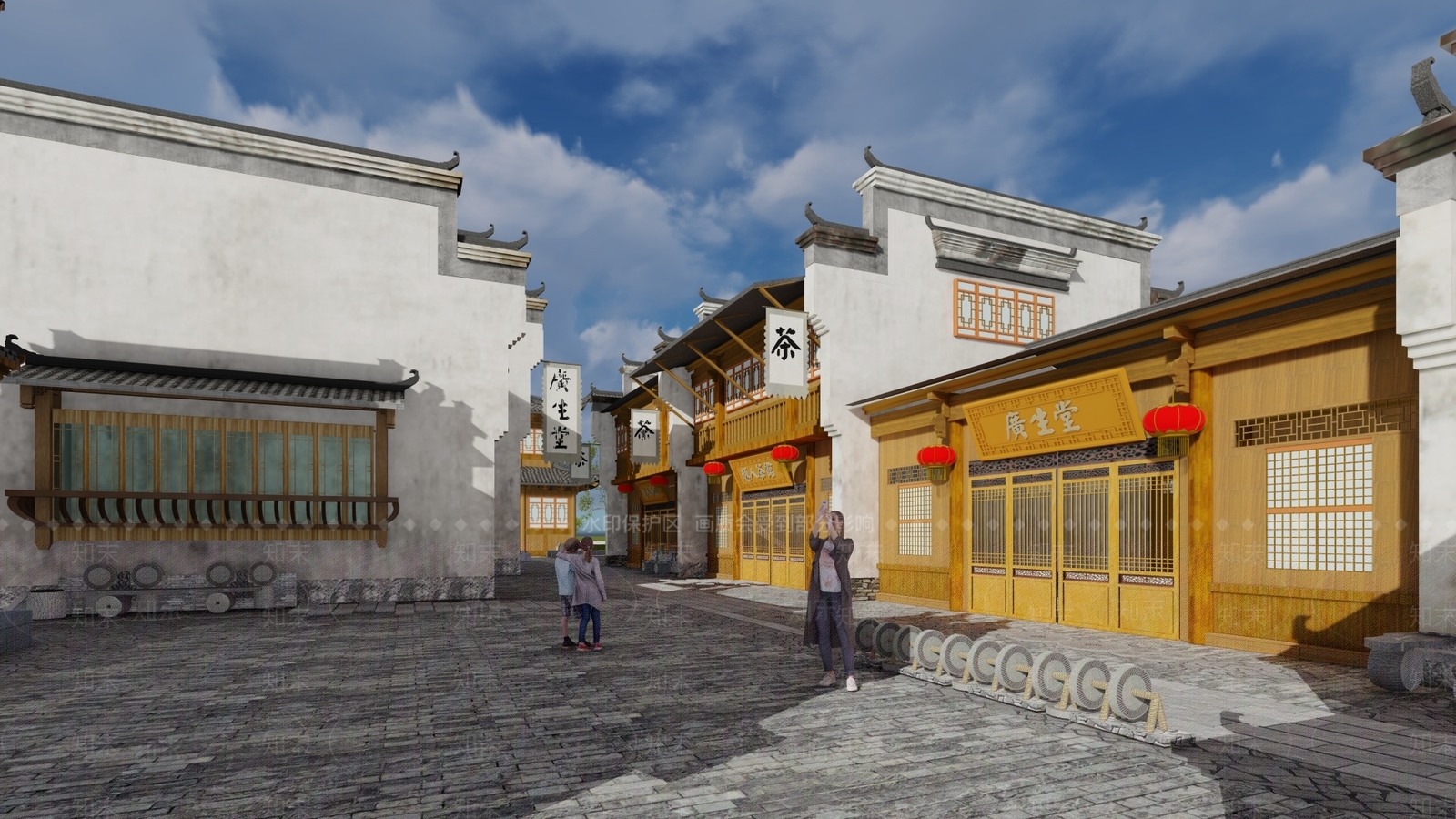 中式徽派古街SU模型下载【ID:1144135017】