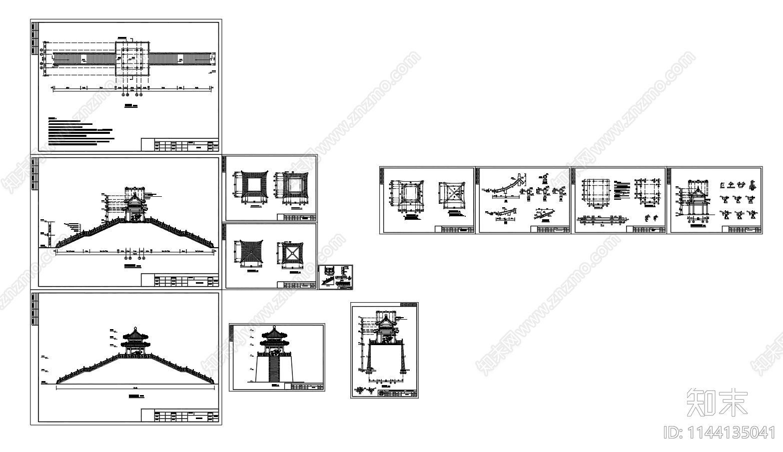 新中式观景台cad施工图下载【ID:1144135041】