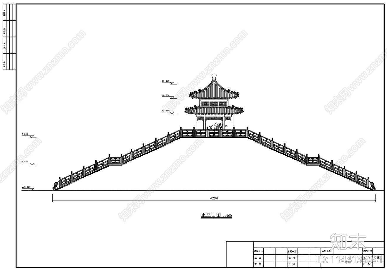 新中式观景台cad施工图下载【ID:1144135041】