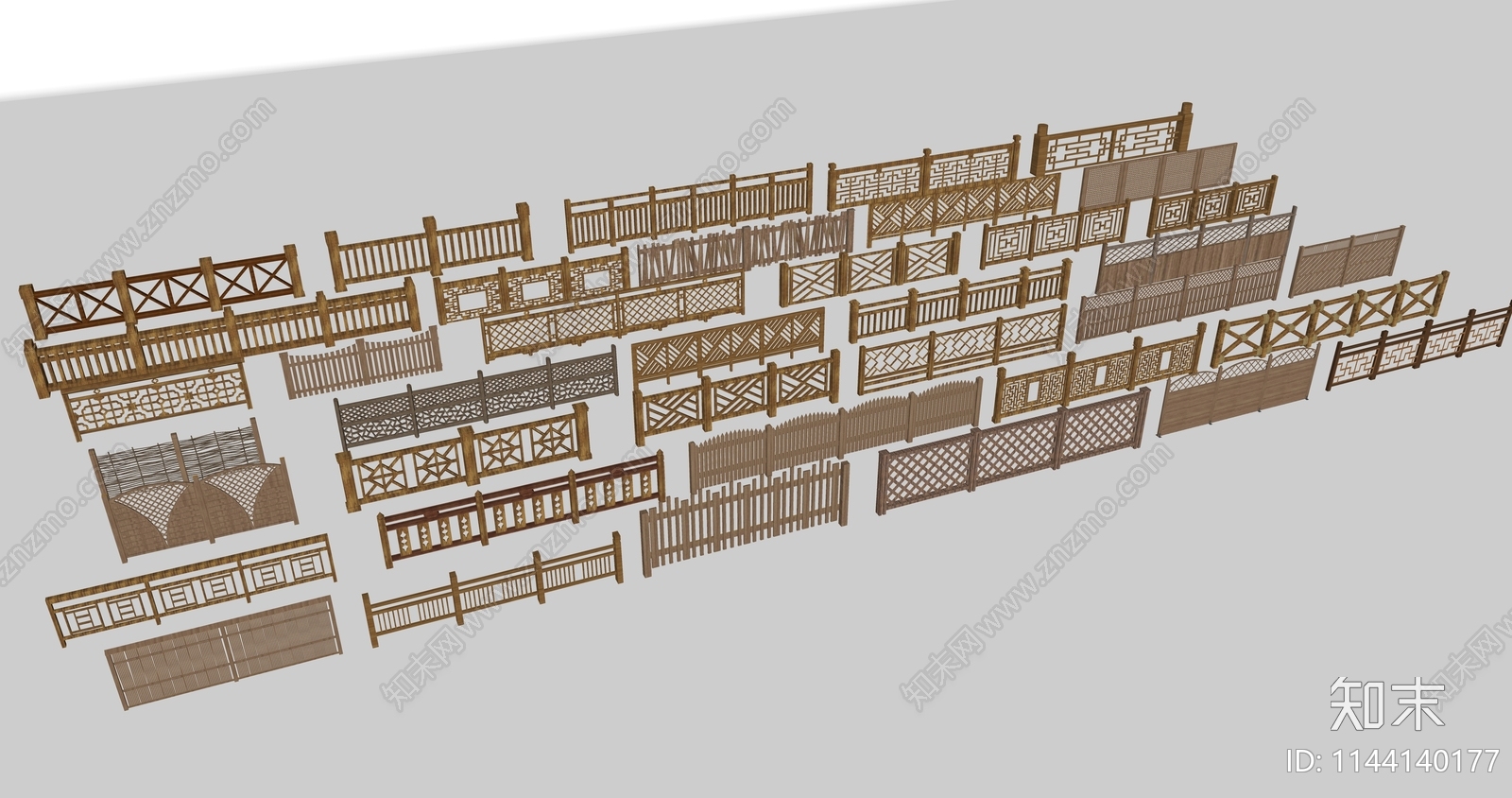 新中式栅栏SU模型下载【ID:1144140177】