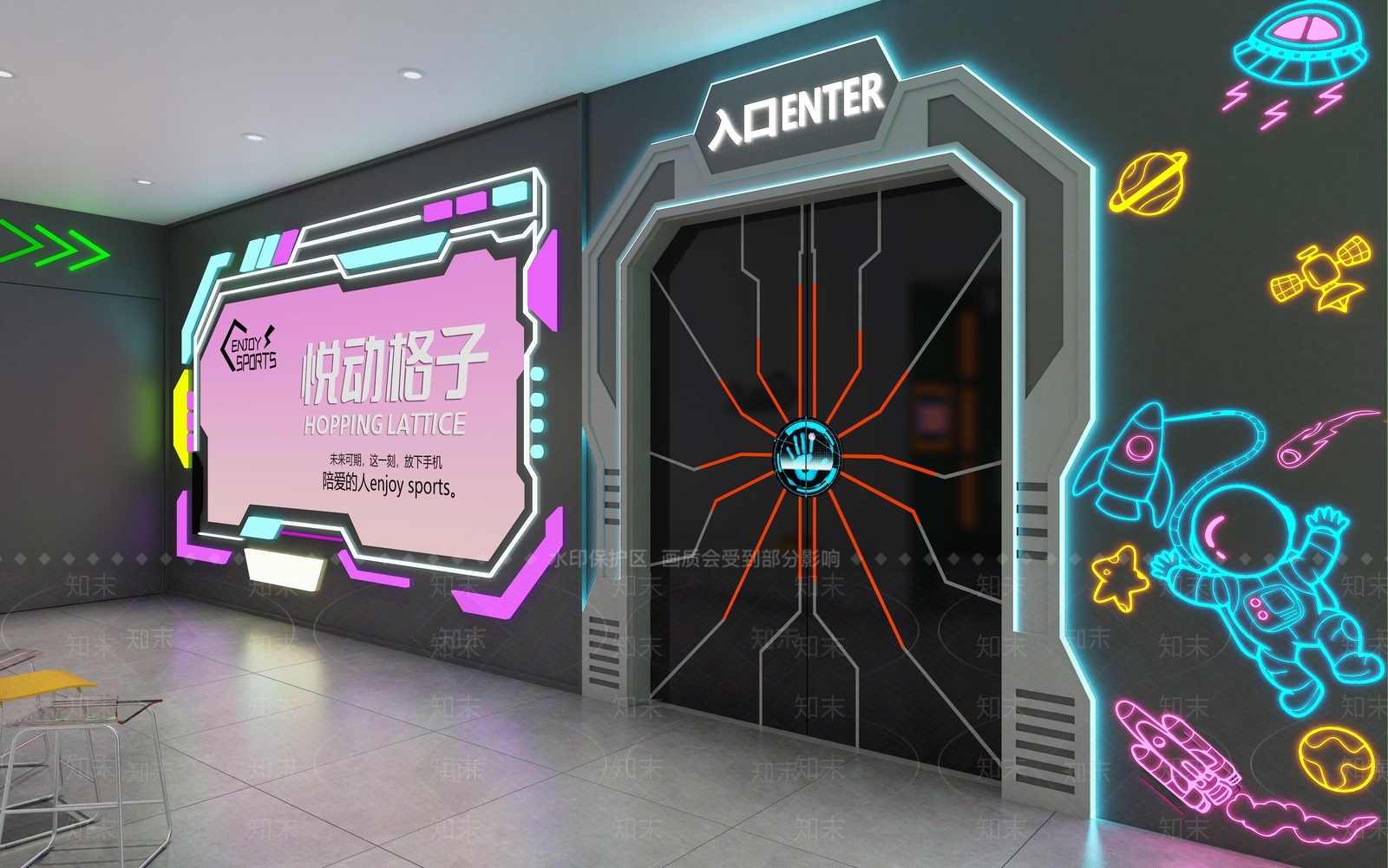 现代游戏厅3D模型下载【ID:1144143815】