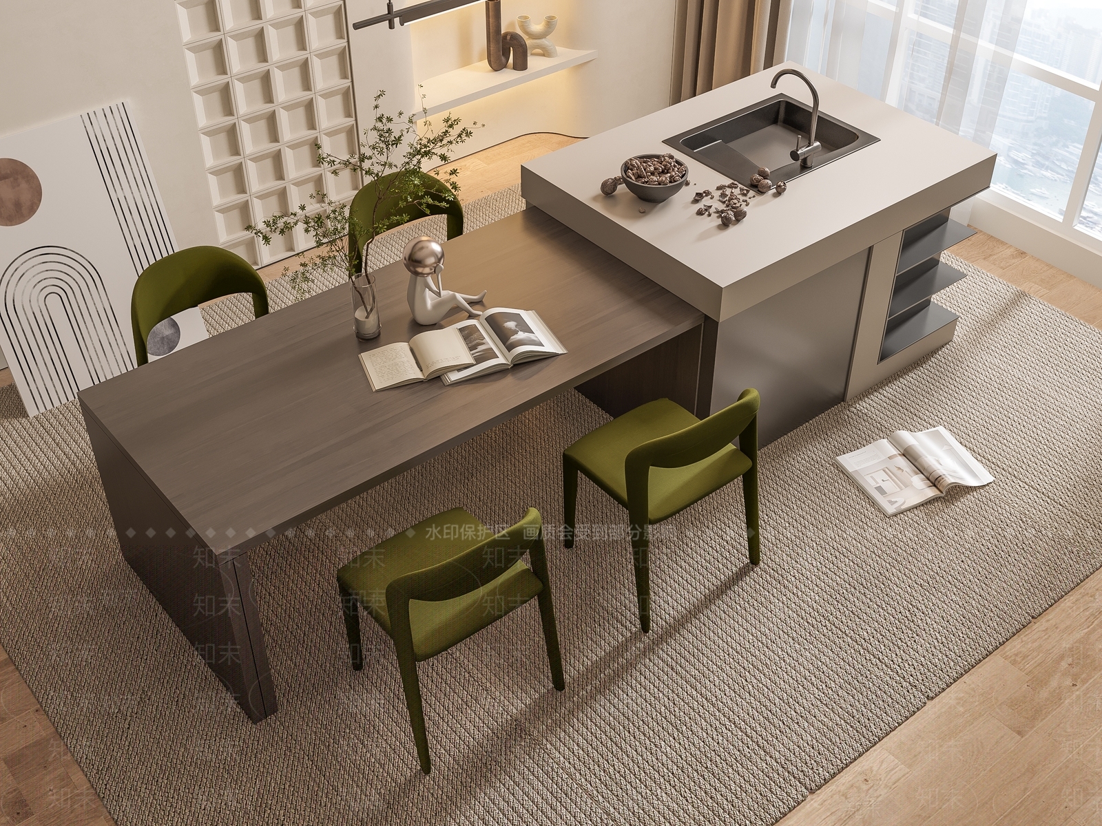 现代餐桌椅组合3D模型下载【ID:1144144286】_知末3d模型网