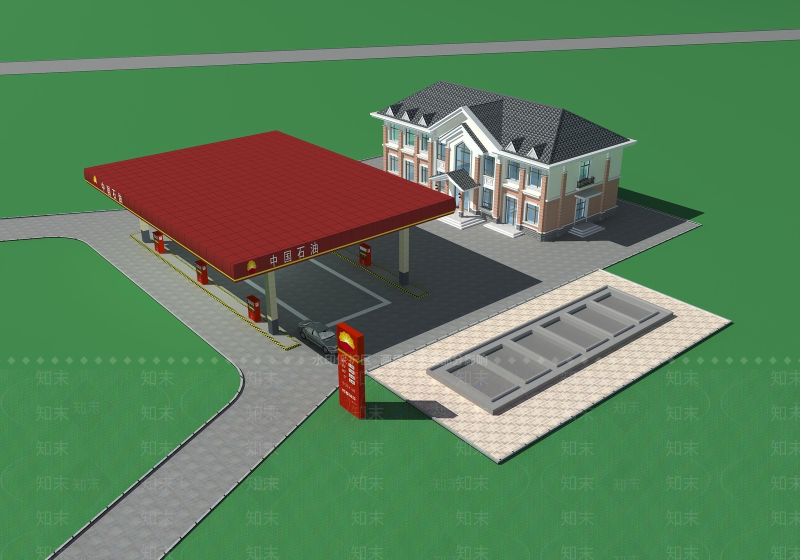现代加油站3D模型下载【ID:1144144147】