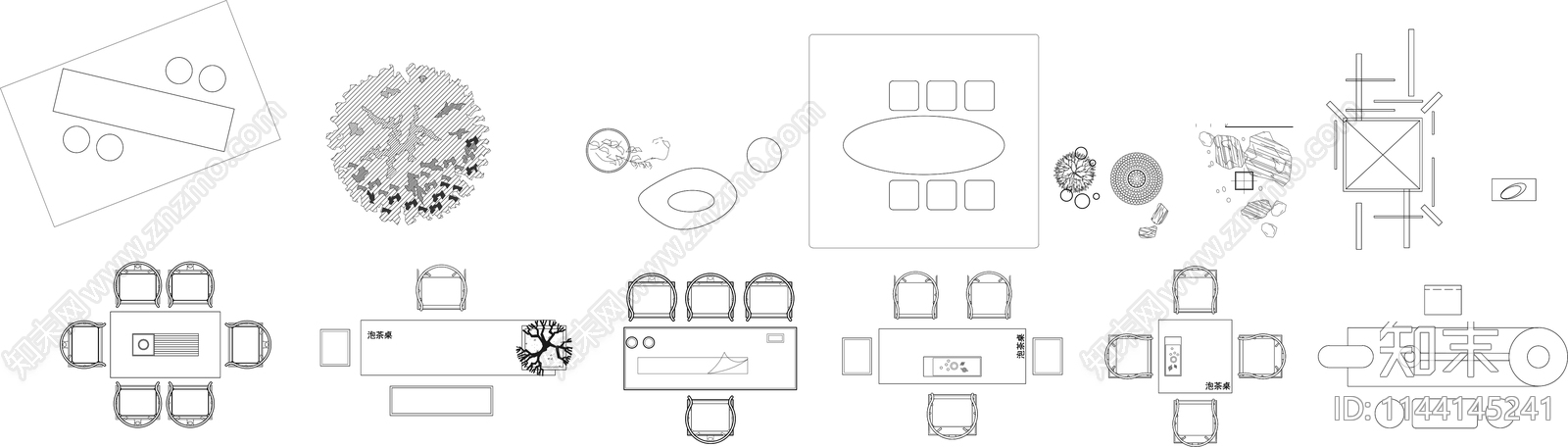 中式茶桌茶台cad施工图下载【ID:1144145241】