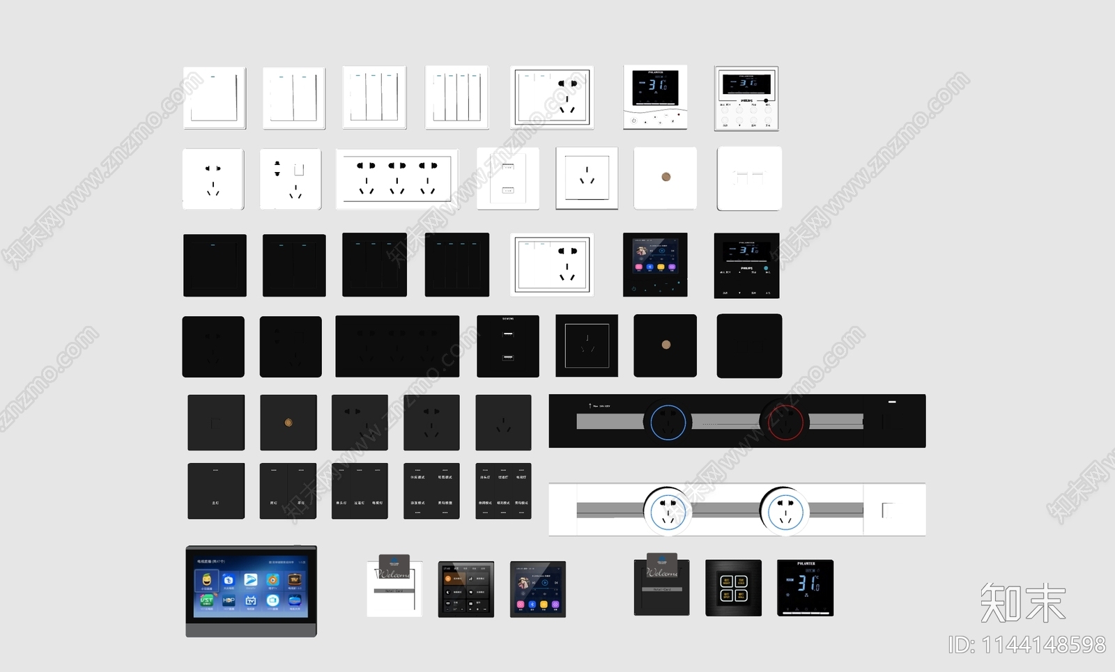 现代开关插座组合SU模型下载【ID:1144148598】