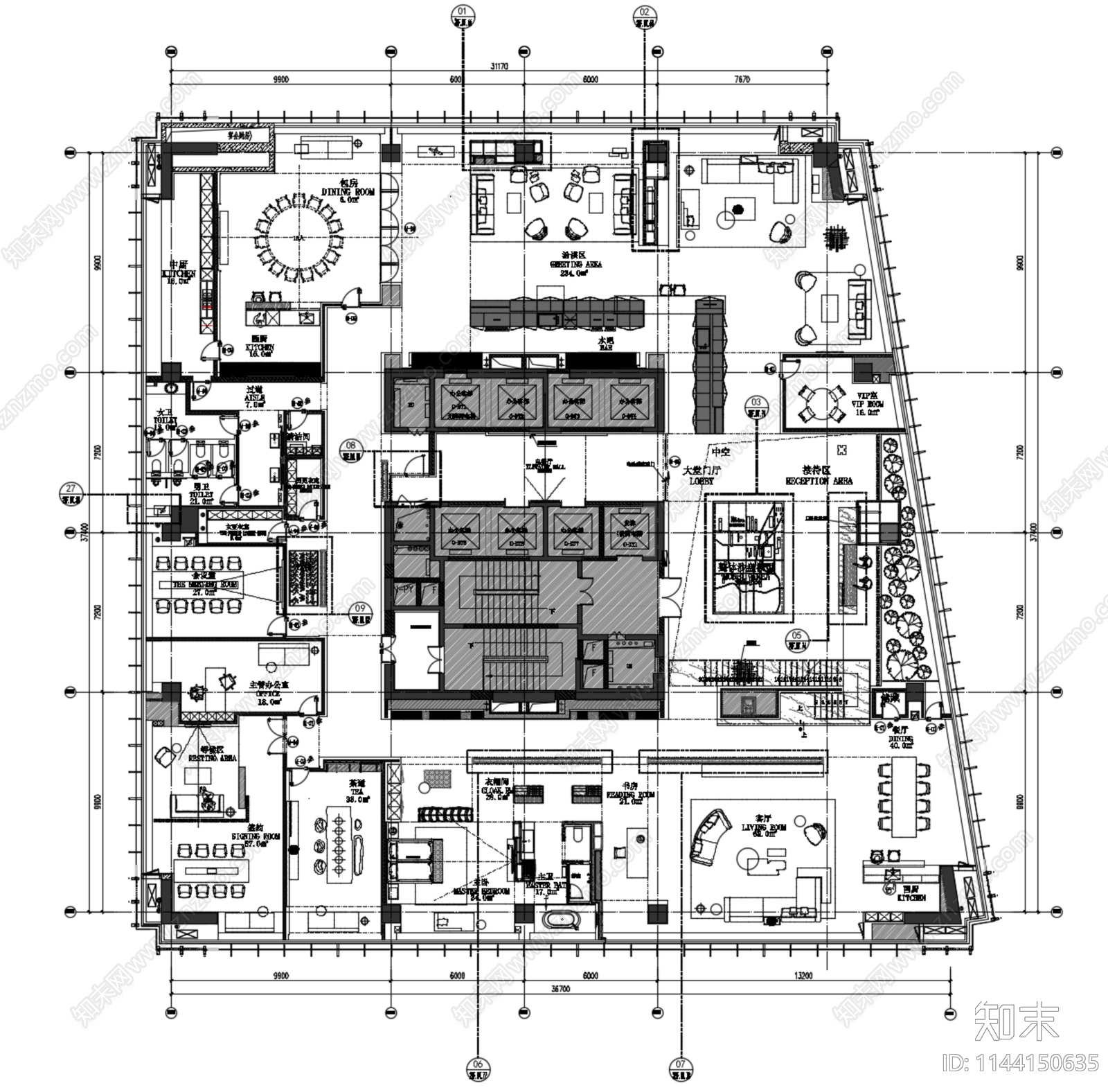 丹健国际西安欧亚国际会所室内cad施工图下载【ID:1144150635】