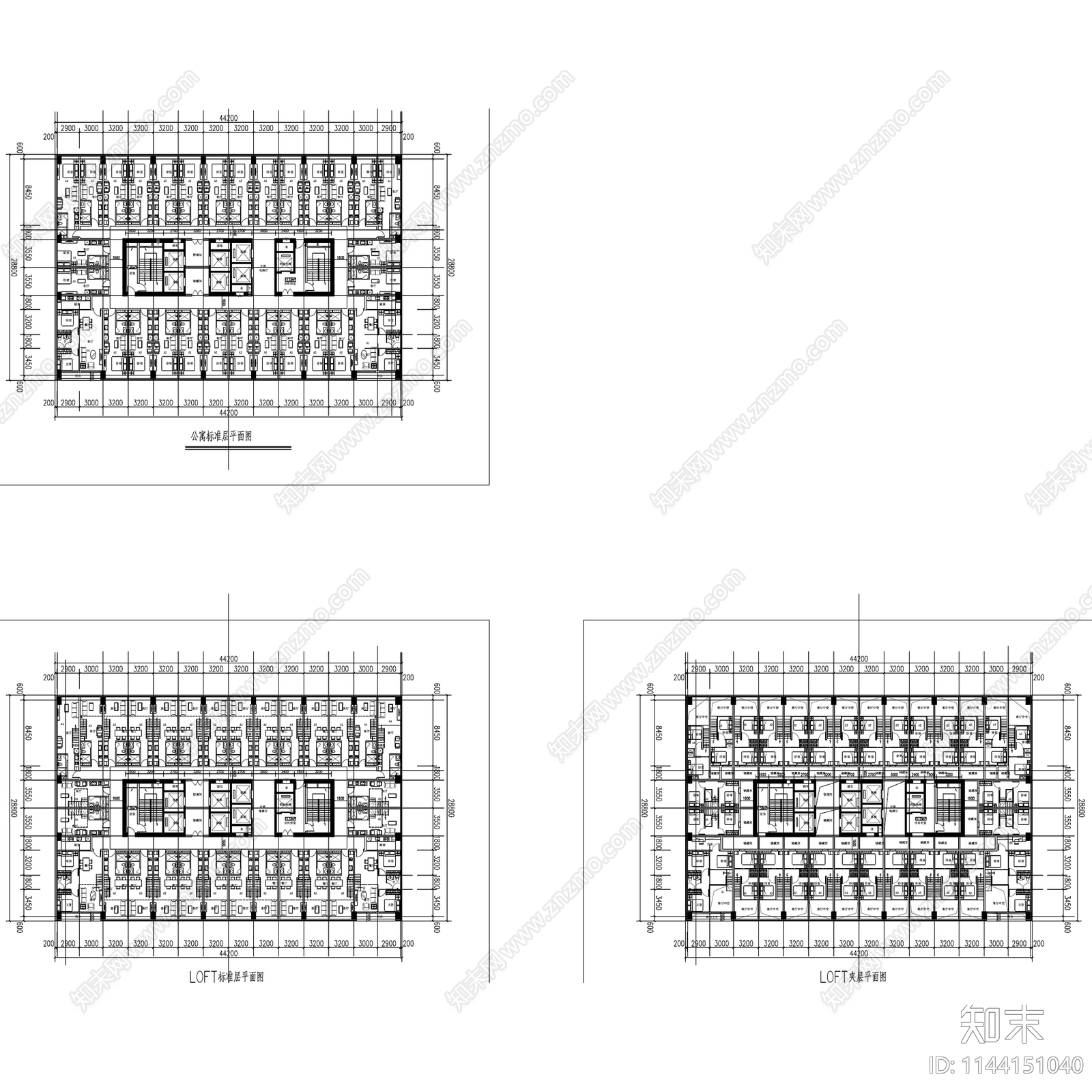 酒店式公寓建筑70套施工图下载【ID:1144151040】