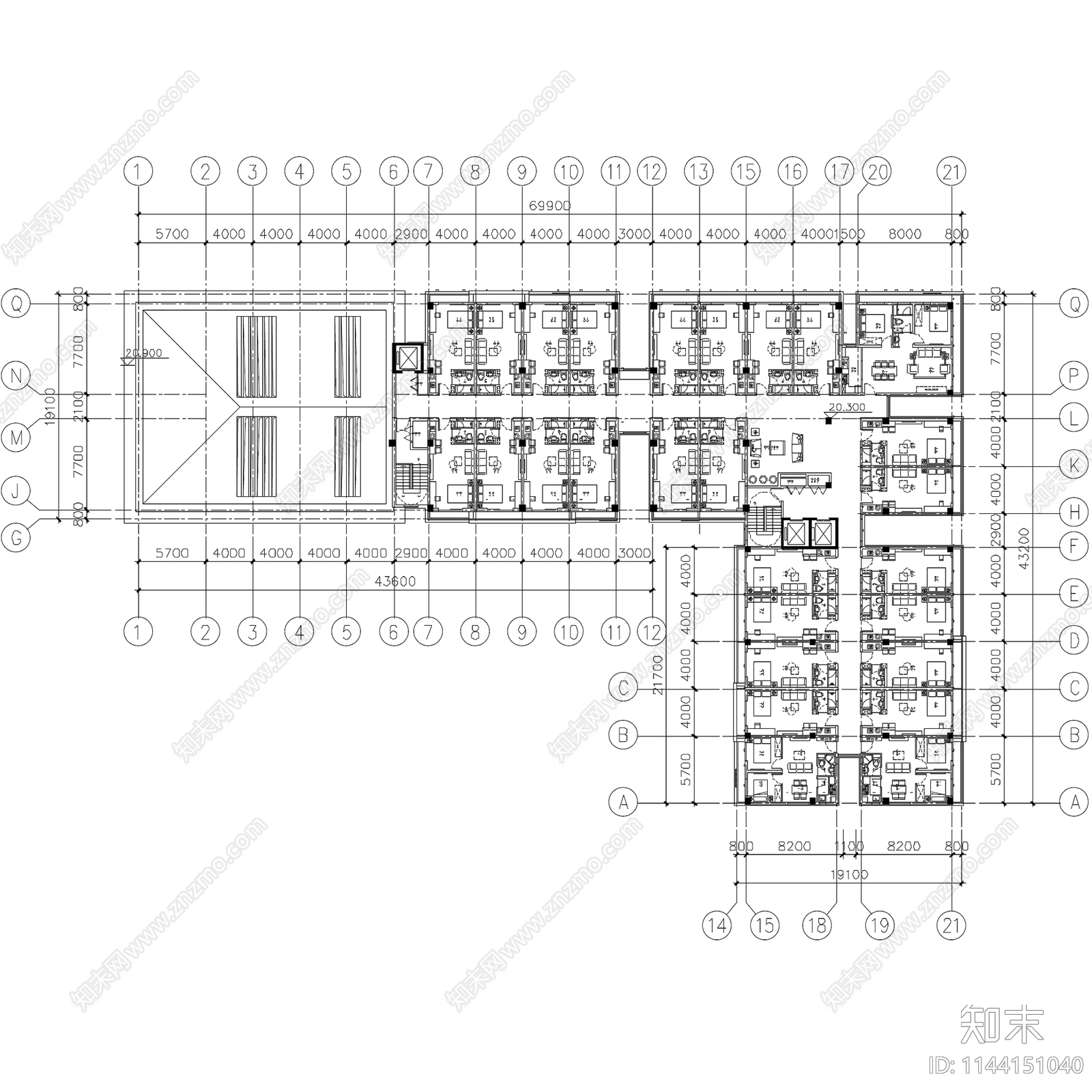 酒店式公寓建筑70套施工图下载【ID:1144151040】