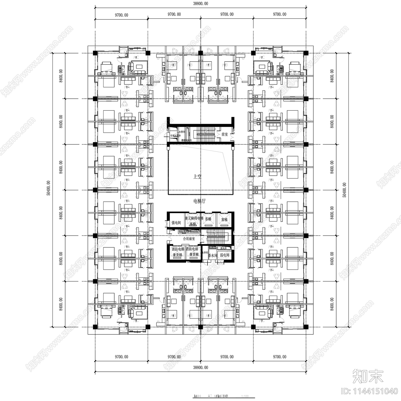 酒店式公寓建筑70套施工图下载【ID:1144151040】