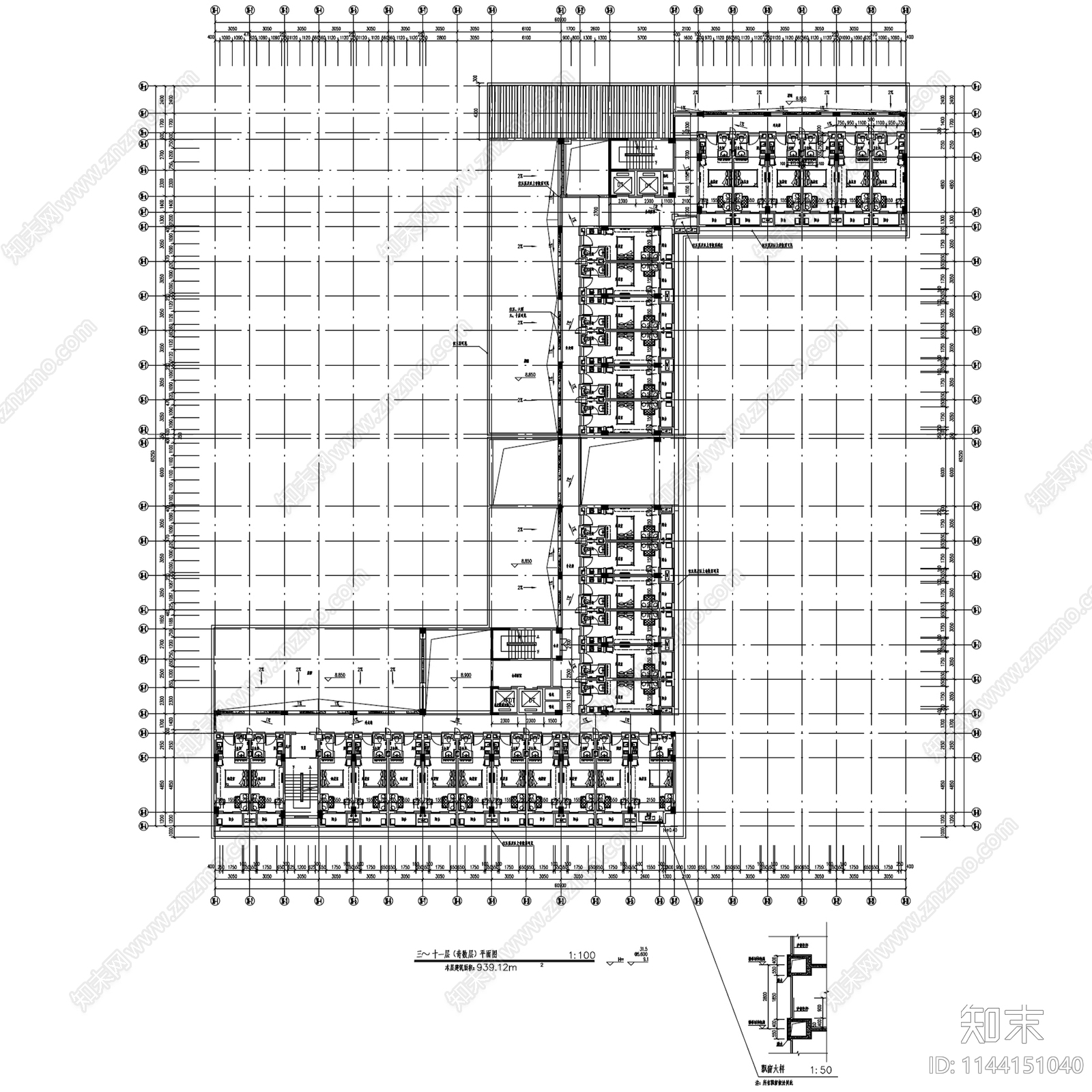 酒店式公寓建筑70套施工图下载【ID:1144151040】