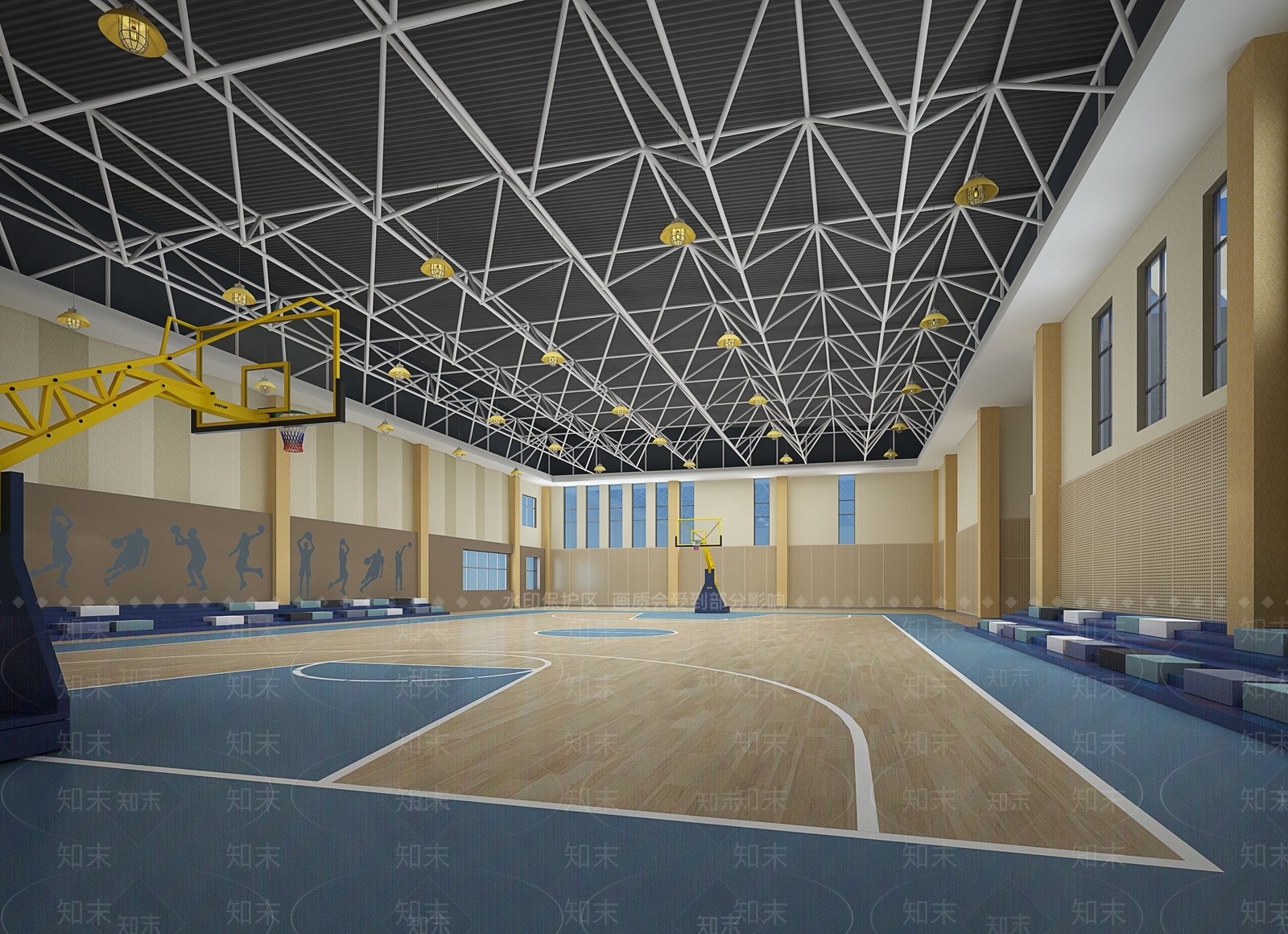 现代篮球体育馆3D模型下载【ID:1144155629】