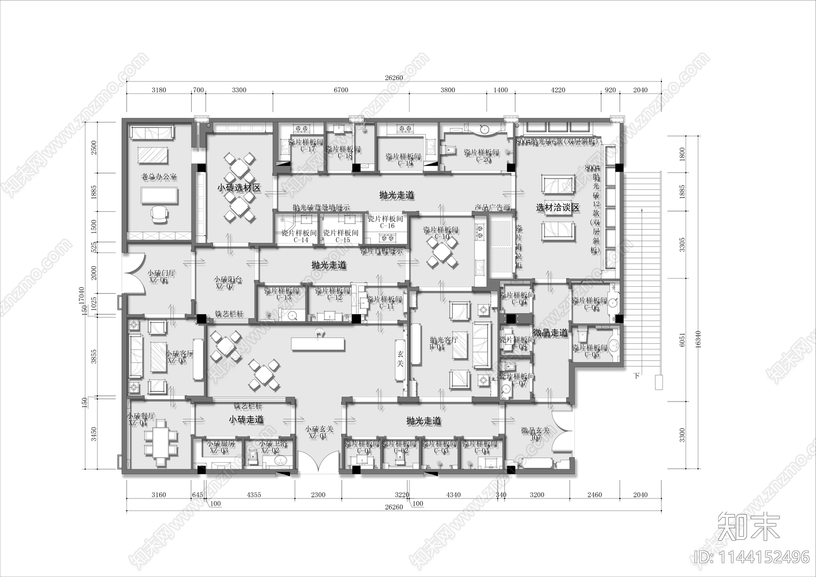600㎡瓷砖品牌店平面布置图施工图下载【ID:1144152496】
