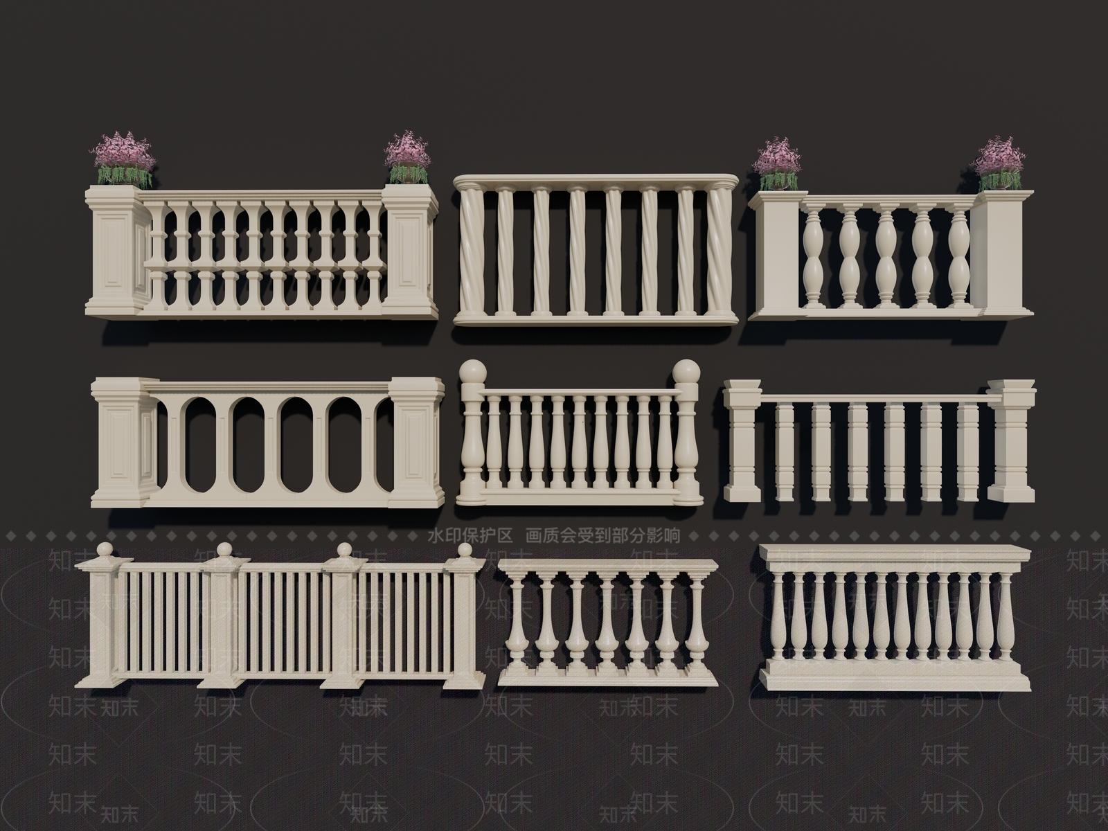 欧式栏杆SU模型下载【ID:1144156608】