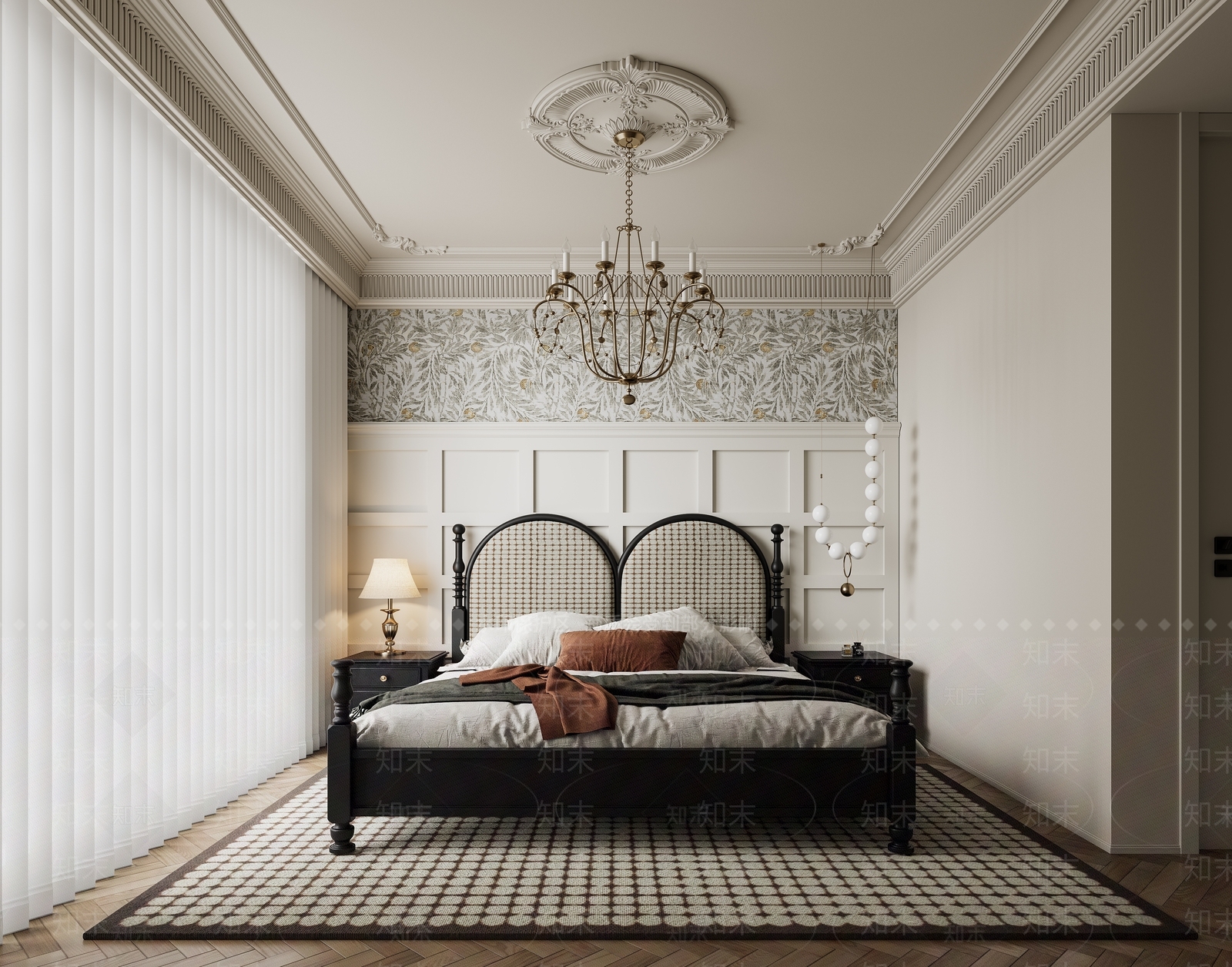 法式奶油风卧室3D模型下载【ID:1144158076】