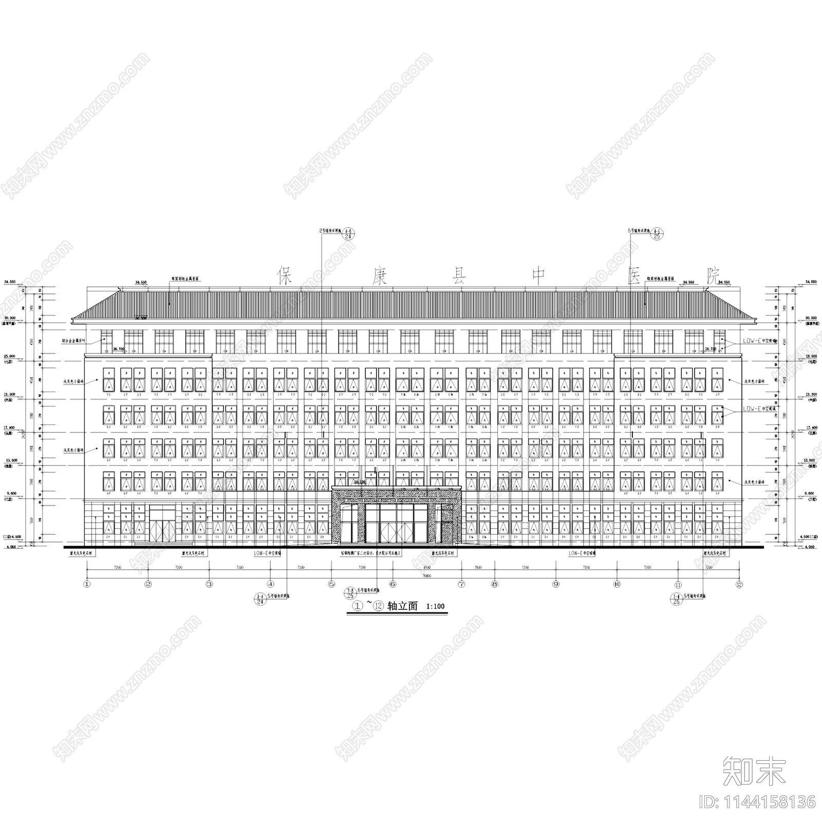 保康县中医院门诊住院综合楼建筑cad施工图下载【ID:1144158136】