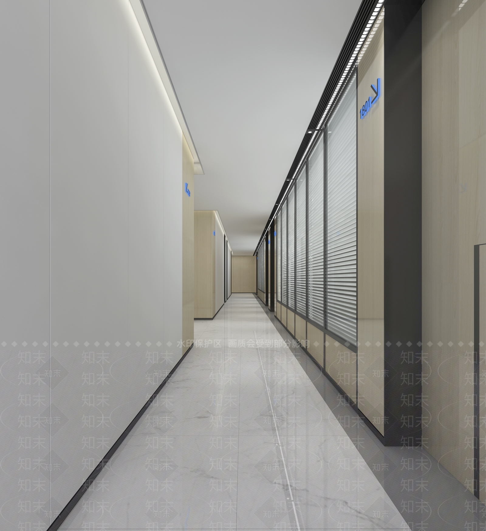 现代办公走廊3D模型下载【ID:1144160205】_知末3d模型网