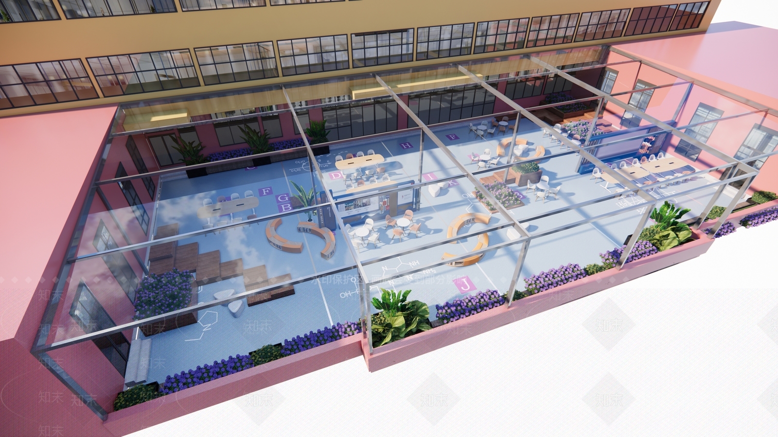 现代屋顶校园景观SU模型下载【ID:1144162047】