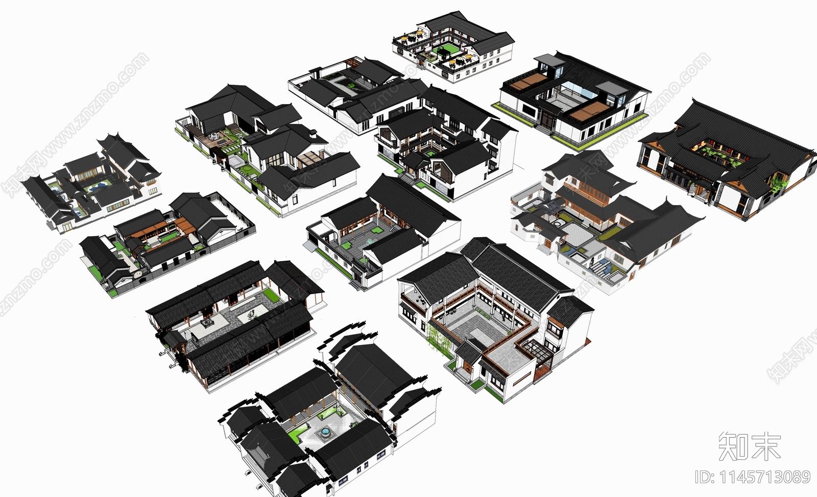 中式四合院SU模型下载【ID:1145713089】