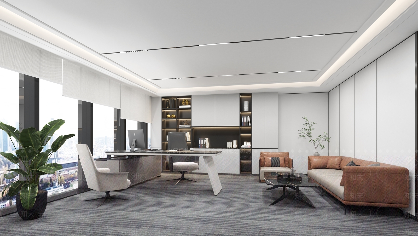 现代总经理办公室3D模型下载【ID:1144166602】_知末3d模型网
