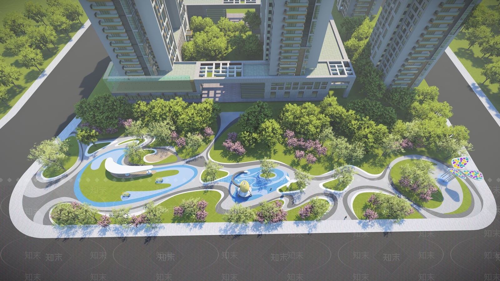 现代水韵景观公园SU模型下载【ID:1144168443】