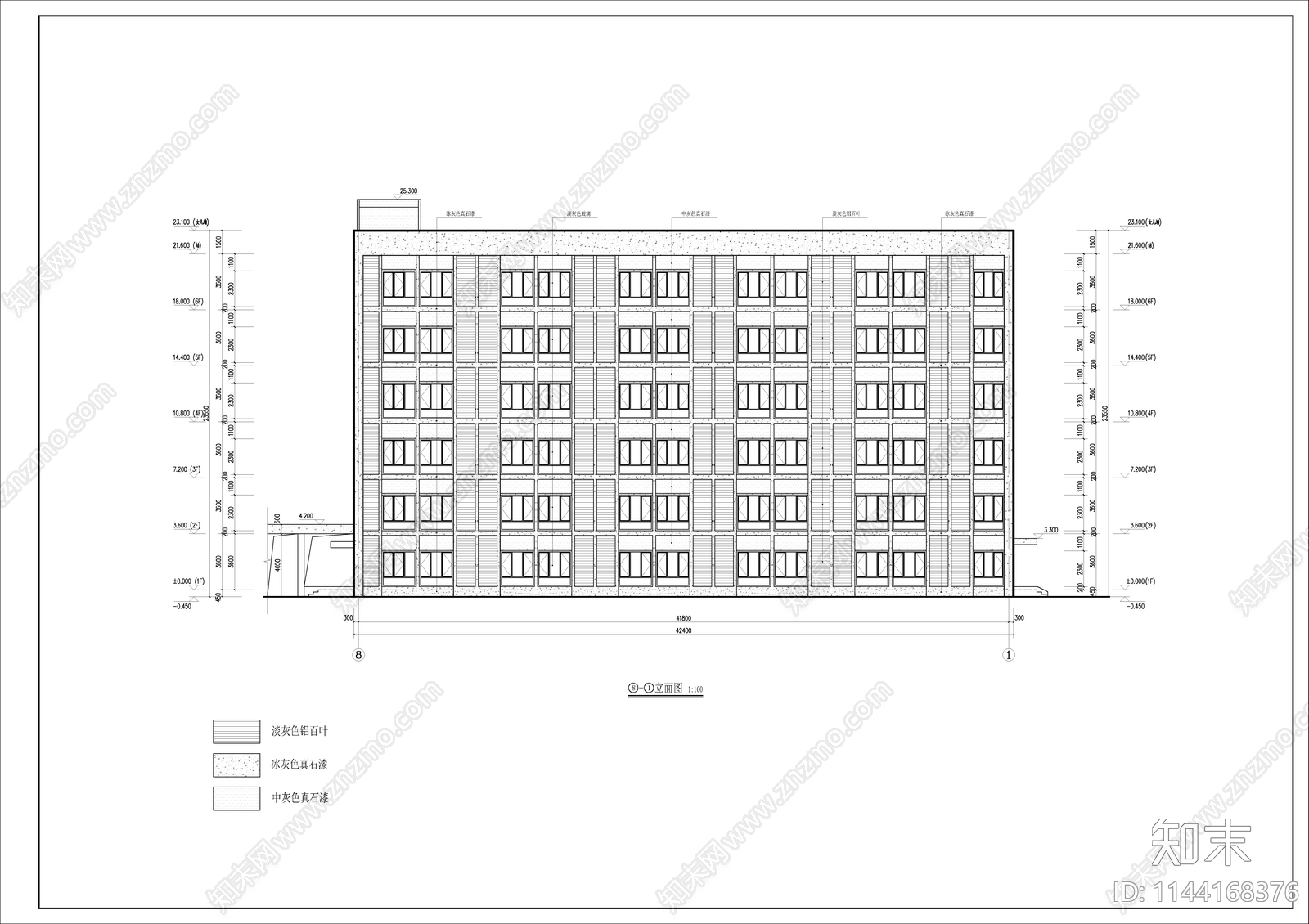 现代风格职工宿舍建筑cad施工图下载【ID:1144168376】