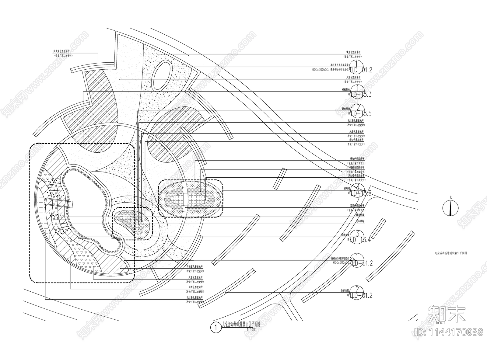 景观儿童活动场地cad施工图下载【ID:1144170038】