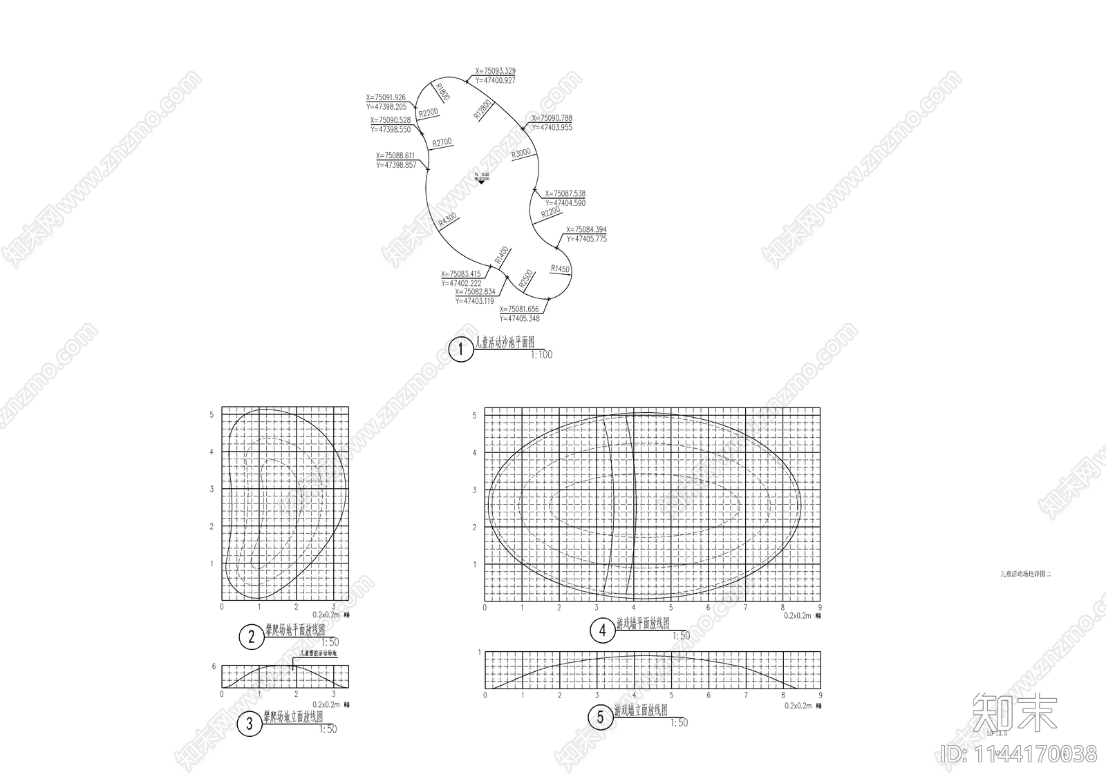 景观儿童活动场地cad施工图下载【ID:1144170038】