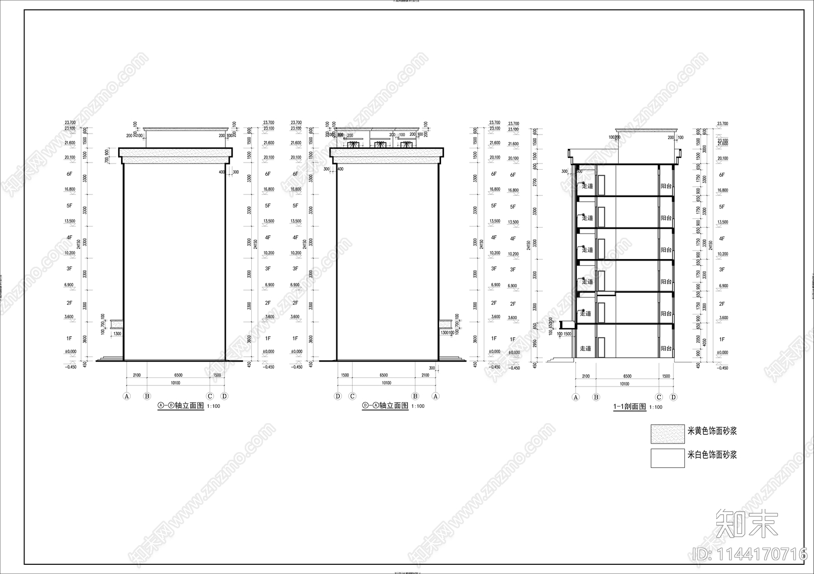 某公寓楼建筑cad施工图下载【ID:1144170716】