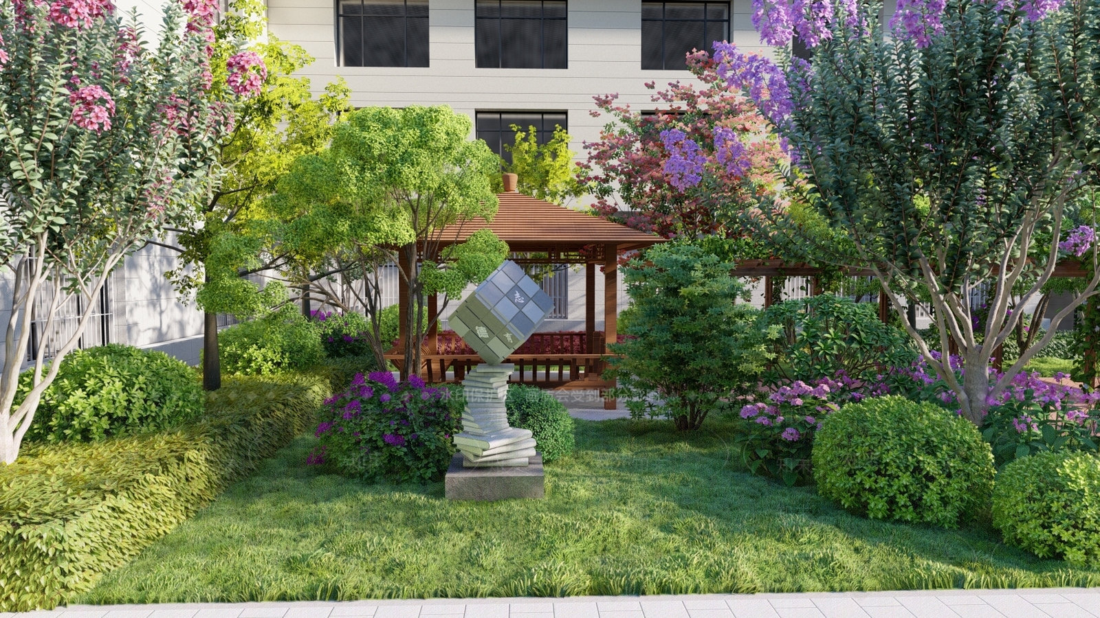 现代校园景观SU模型下载【ID:1144328584】