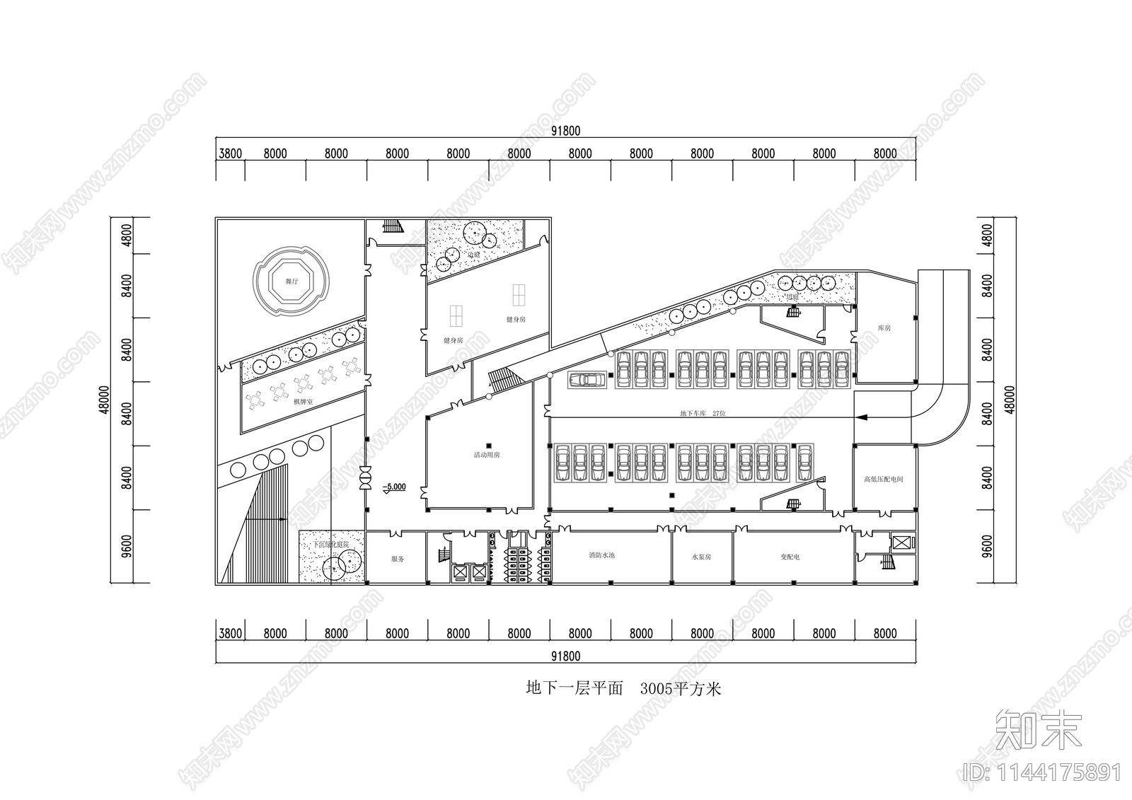 大学生活动中心建筑cad施工图下载【ID:1144175891】