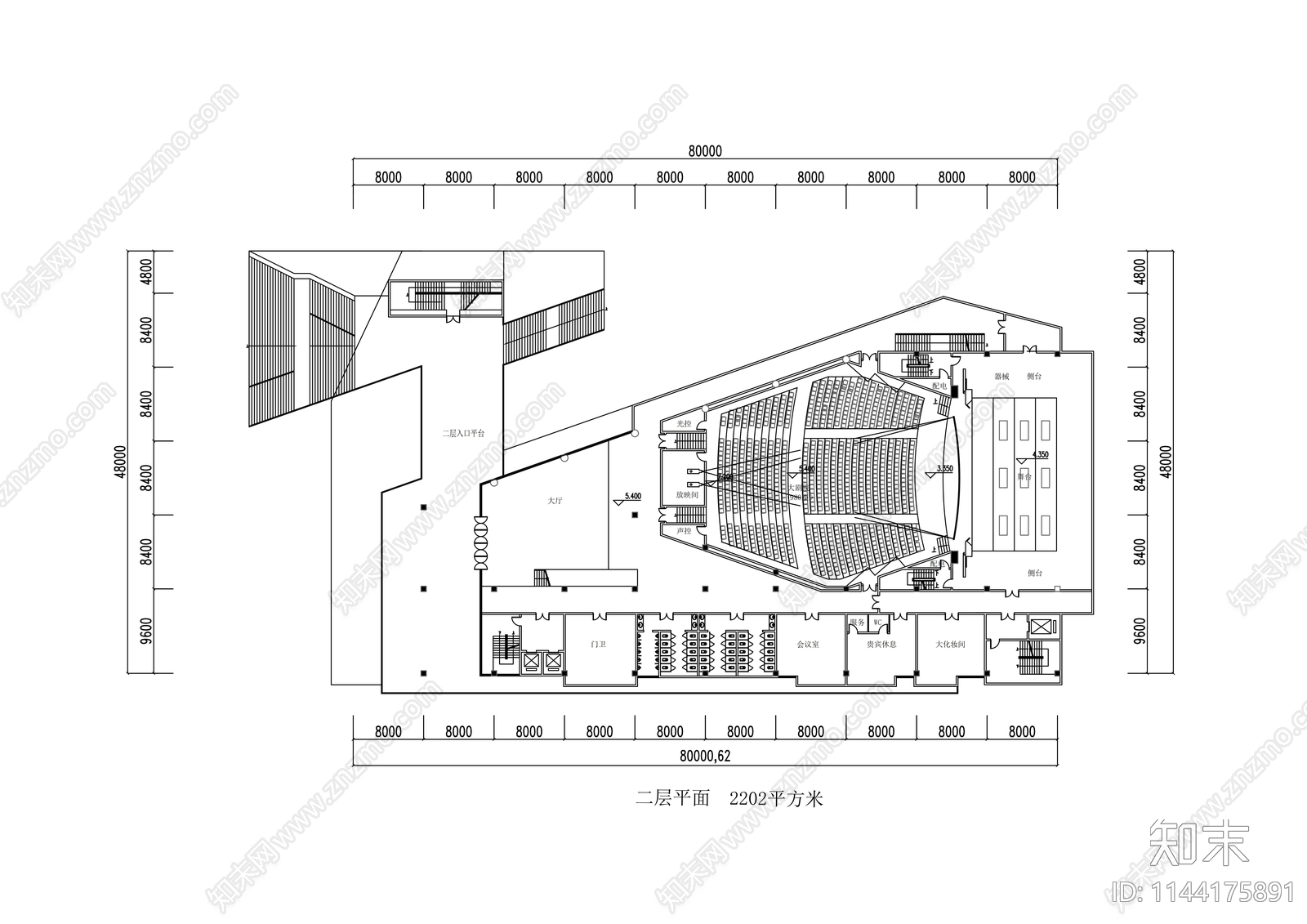 大学生活动中心建筑cad施工图下载【ID:1144175891】