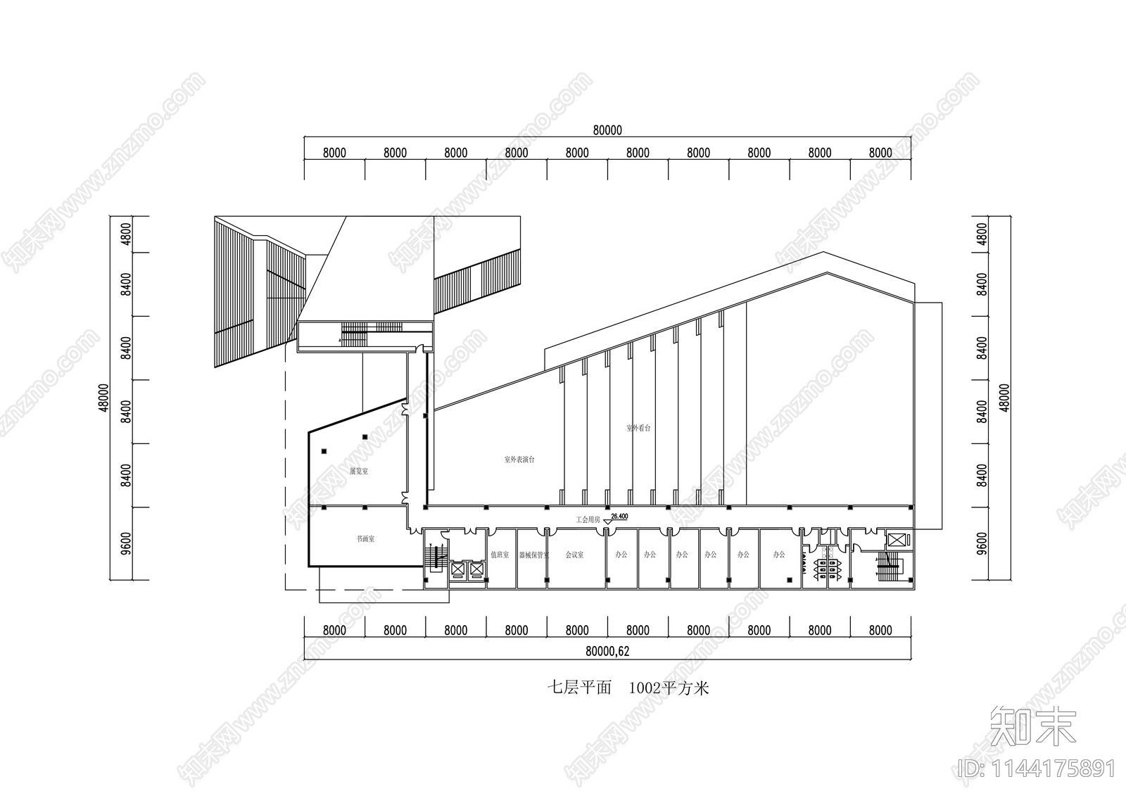 大学生活动中心建筑cad施工图下载【ID:1144175891】