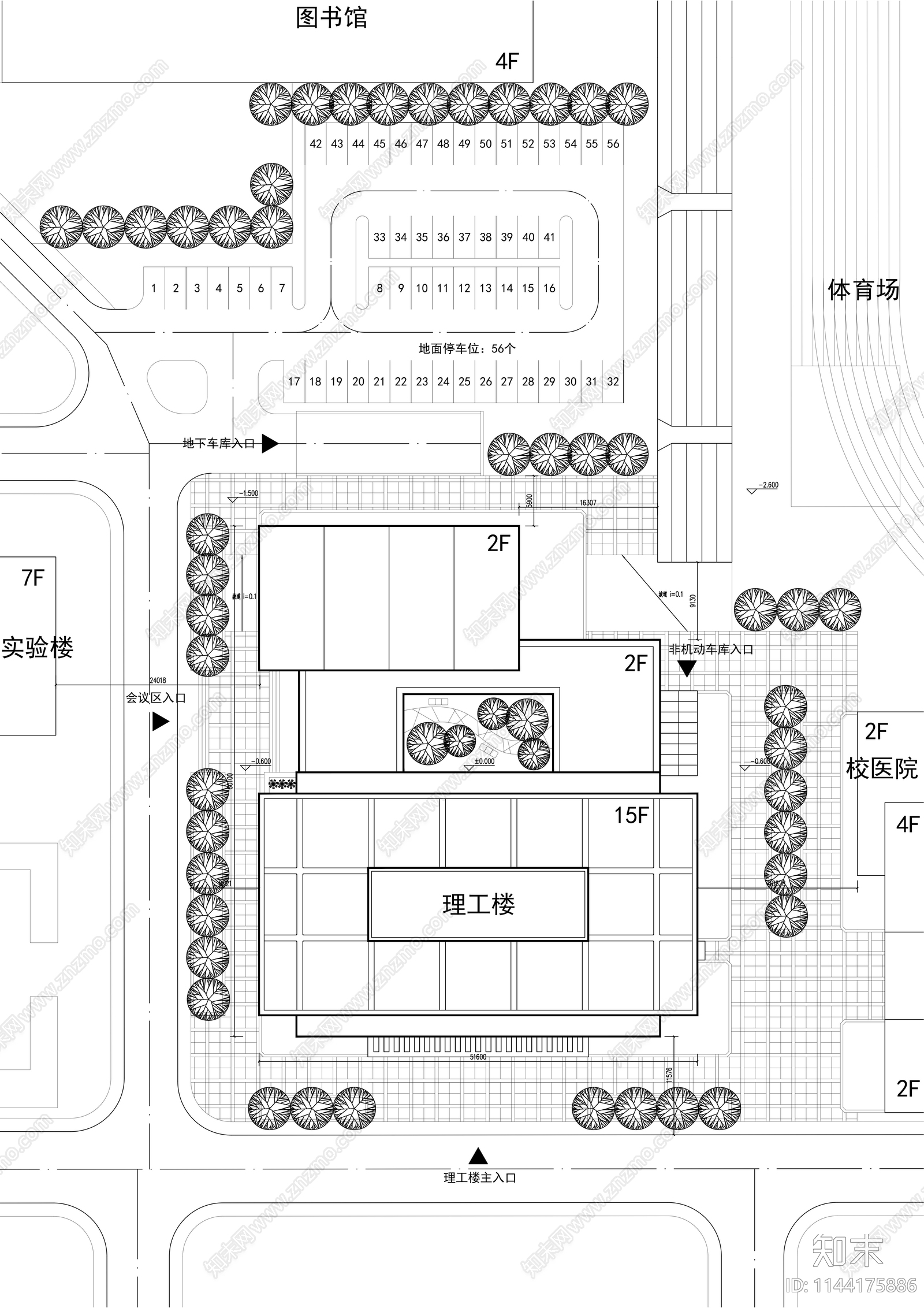 学校理工楼建筑cad施工图下载【ID:1144175886】