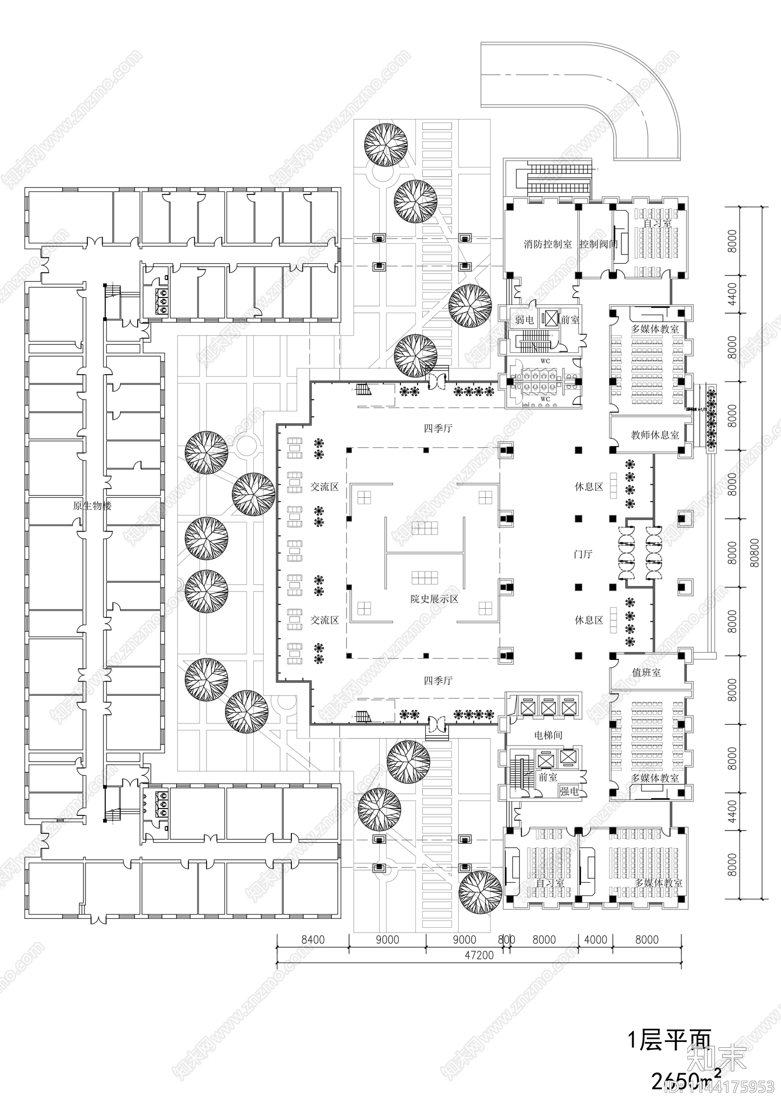 学校生物楼建筑cad施工图下载【ID:1144175953】